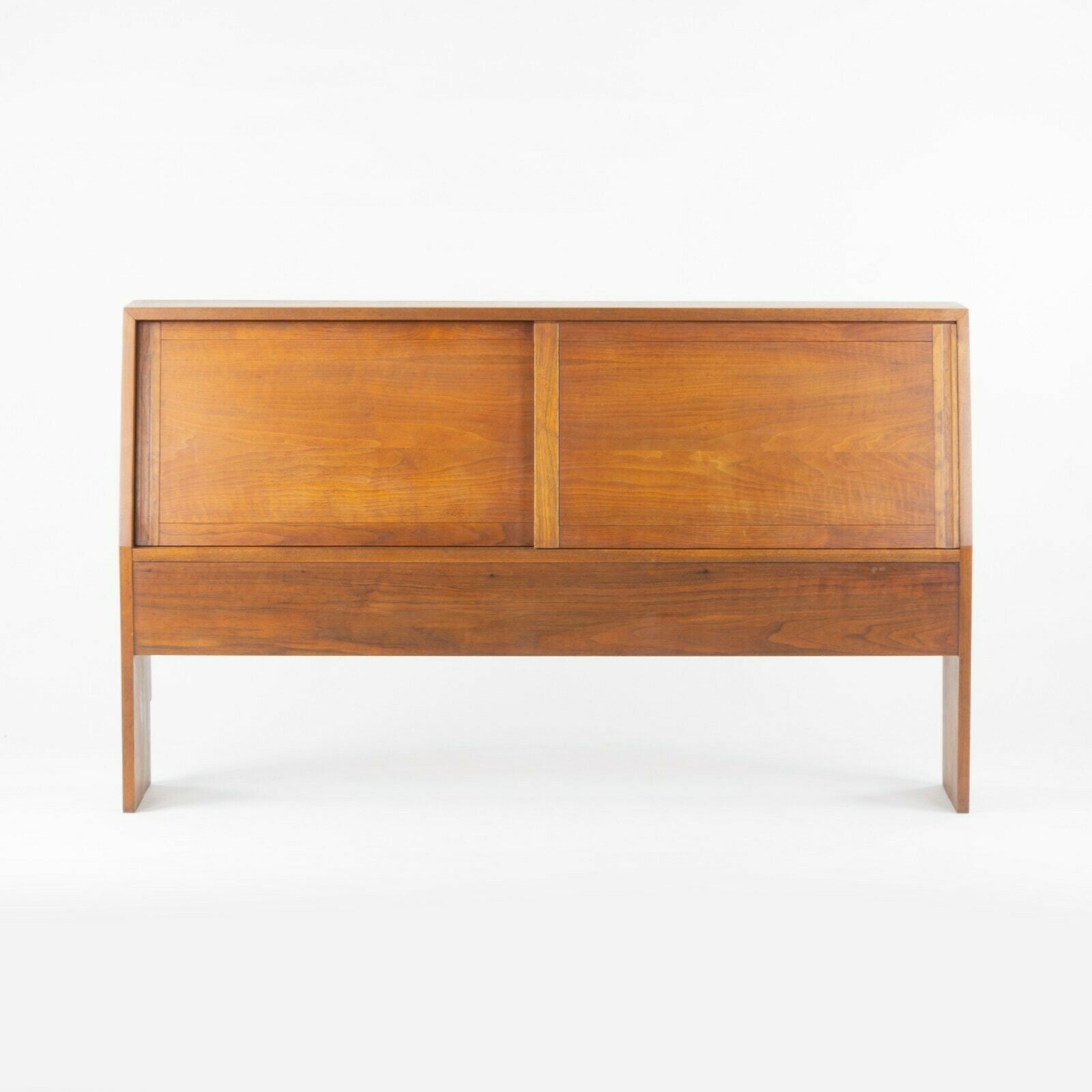 1950s George Nakashima Studio Full Size Dovetailed Walnut Headboard Bed Cabinet