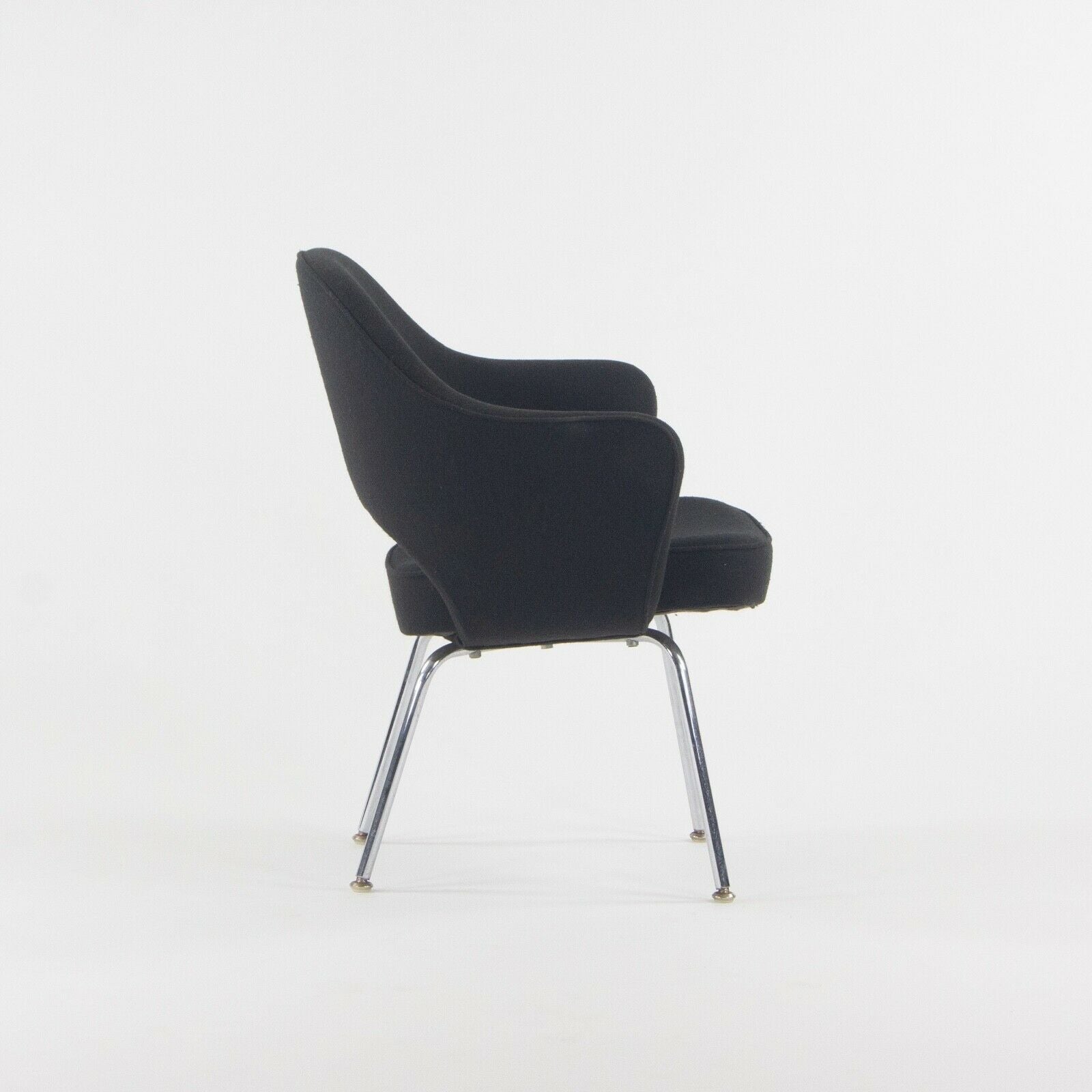 1960s Eero Saarinen Knoll International Black Fabric Executive Arm Dining Chair