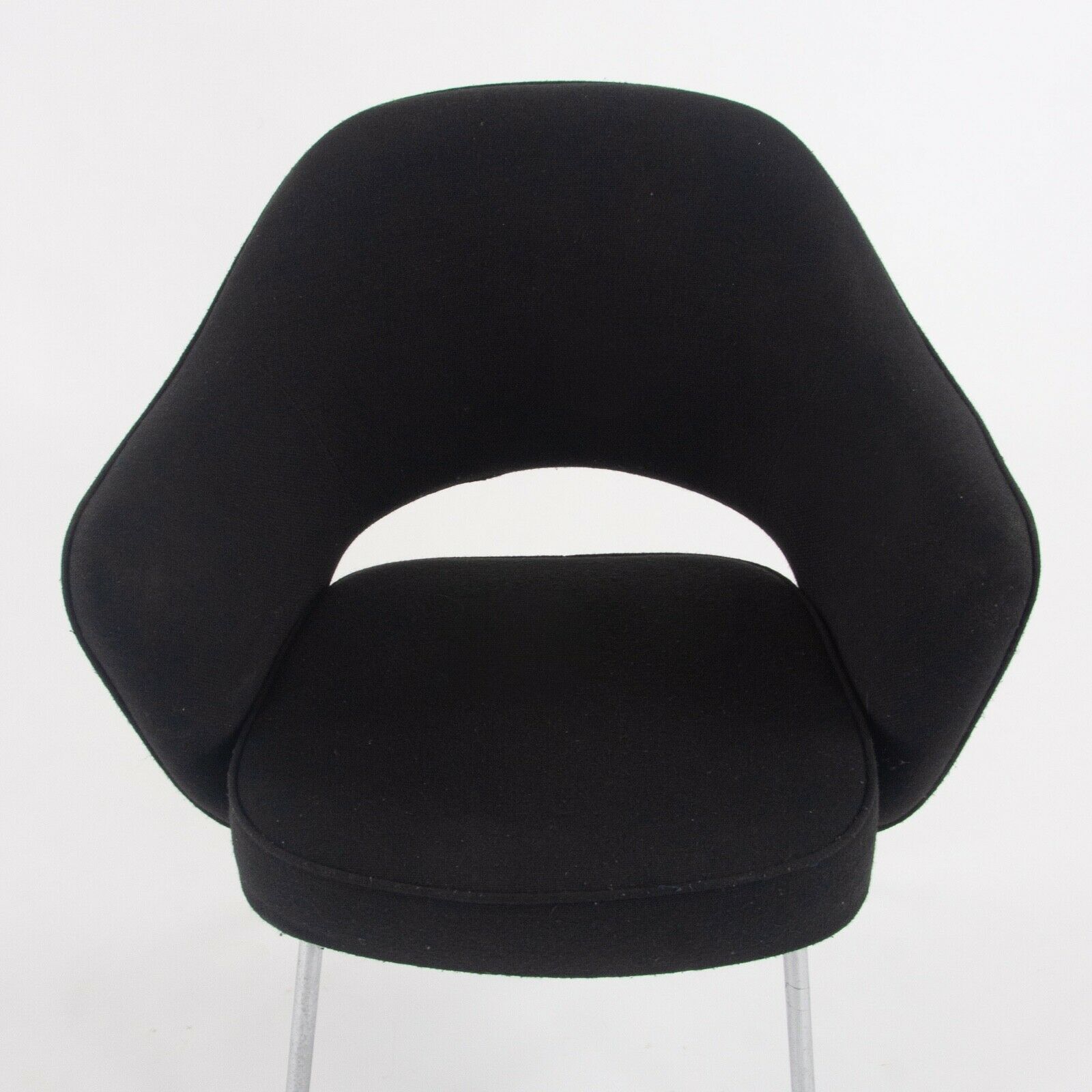 1960s Eero Saarinen Knoll International Black Fabric Executive Arm Dining Chair