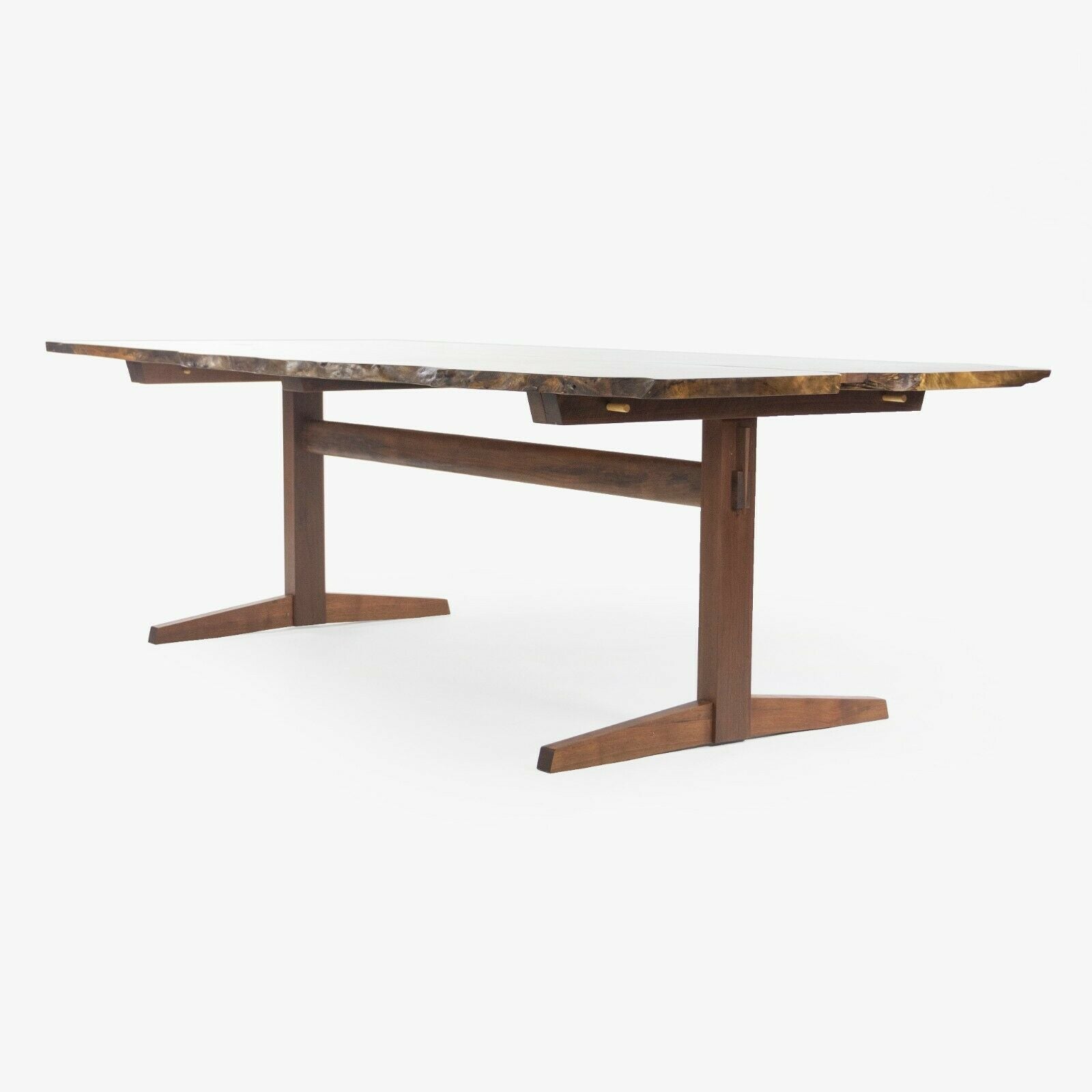 Mira Nakashima 96 x 46 inch Trestle Dining Table in Myrtle Burl
