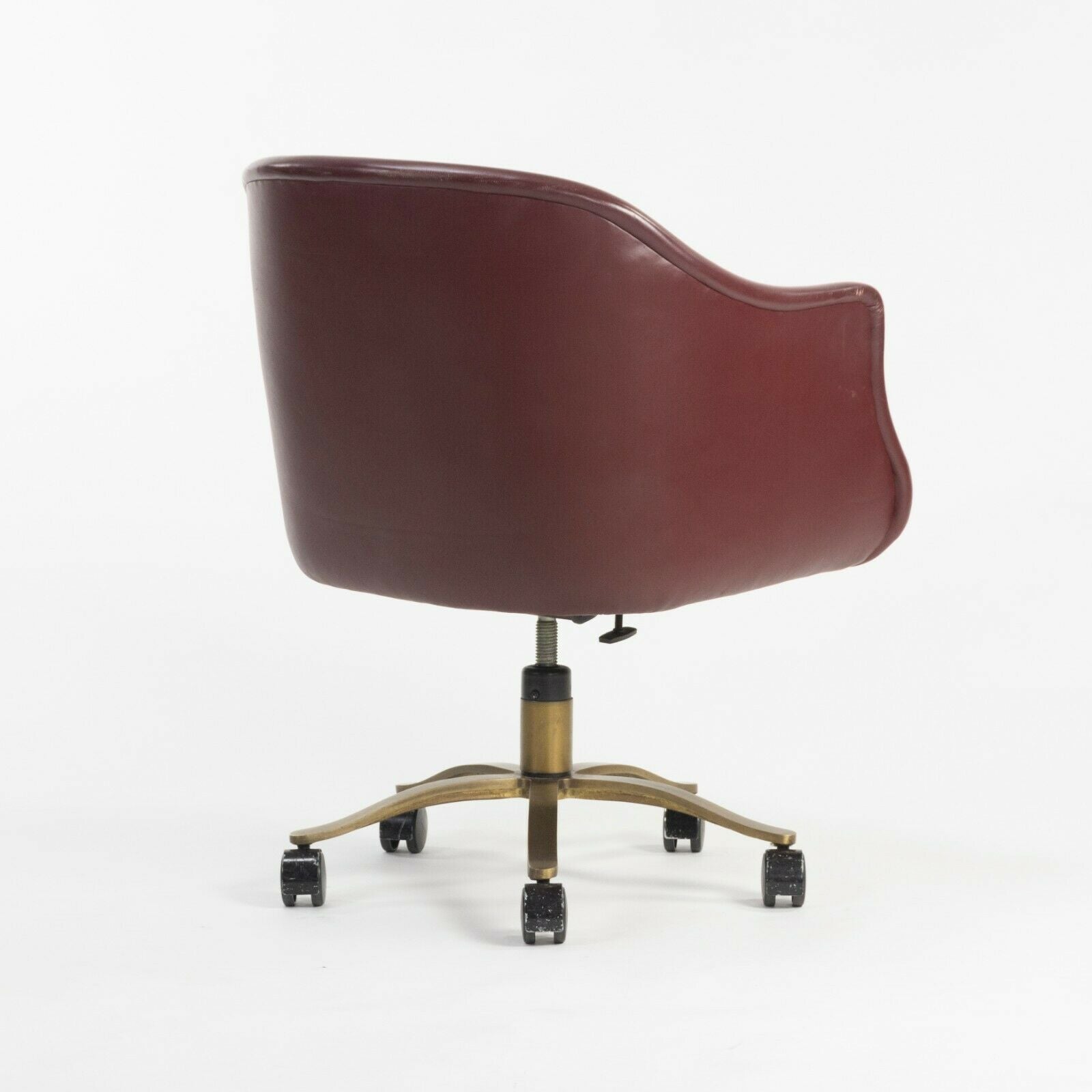 Nicos Zographos Alpha Bucket Desk Chairs with Bronze Base Cordovan Leather 6x
