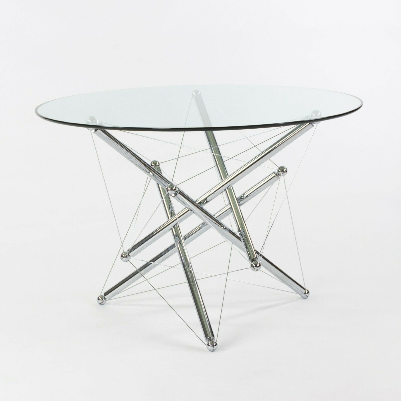 1980s Theodore Waddell for Cassina 714 Tensegrity Chromed Steel Dining Table
