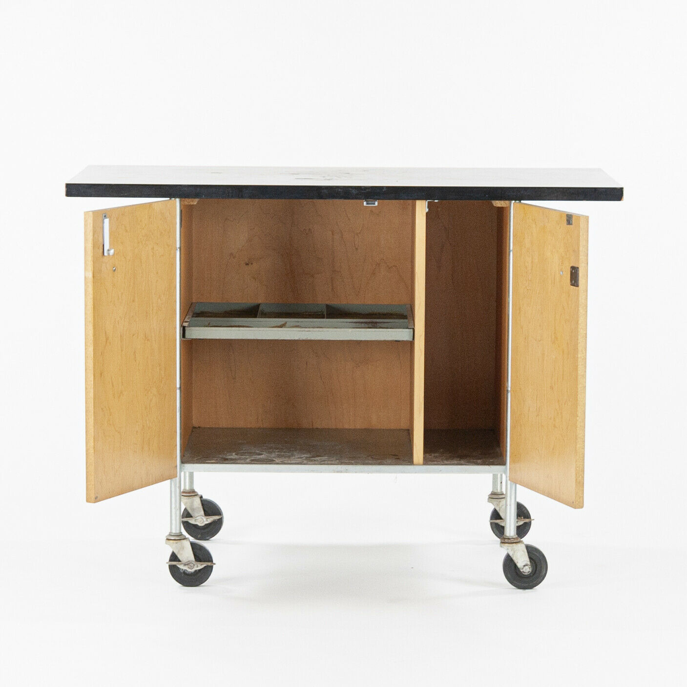 Henry P. Glass Rolling Bar Tea Cart Cabinet by Fleetwood Furniture Company