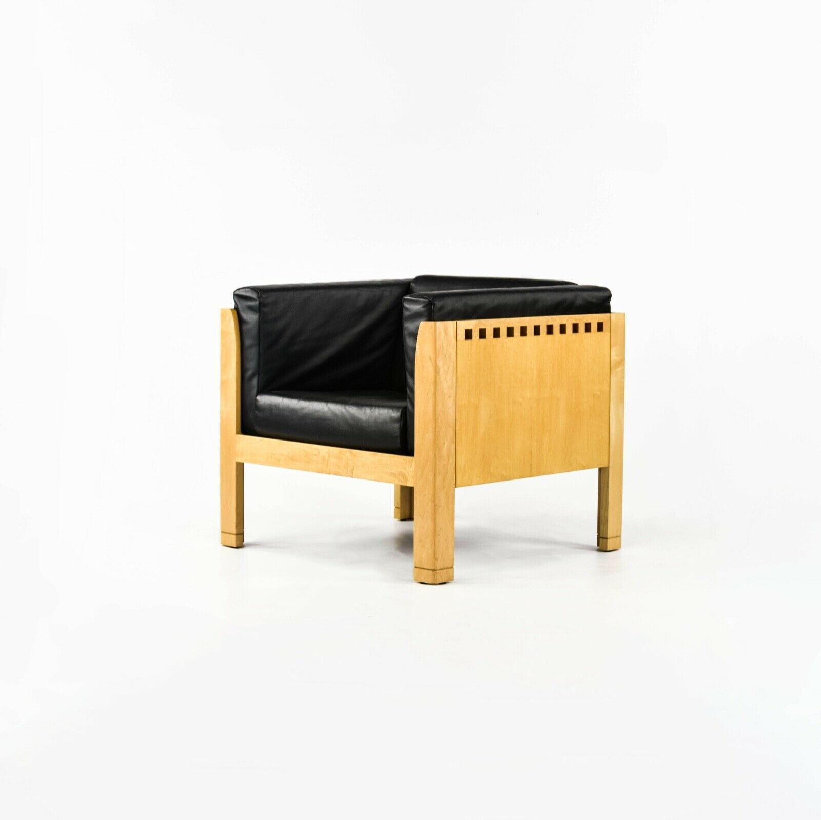 2001 Postmodern Club Chair in Maple and Black Leather by Brian Kane for Metropolitan Furniture
