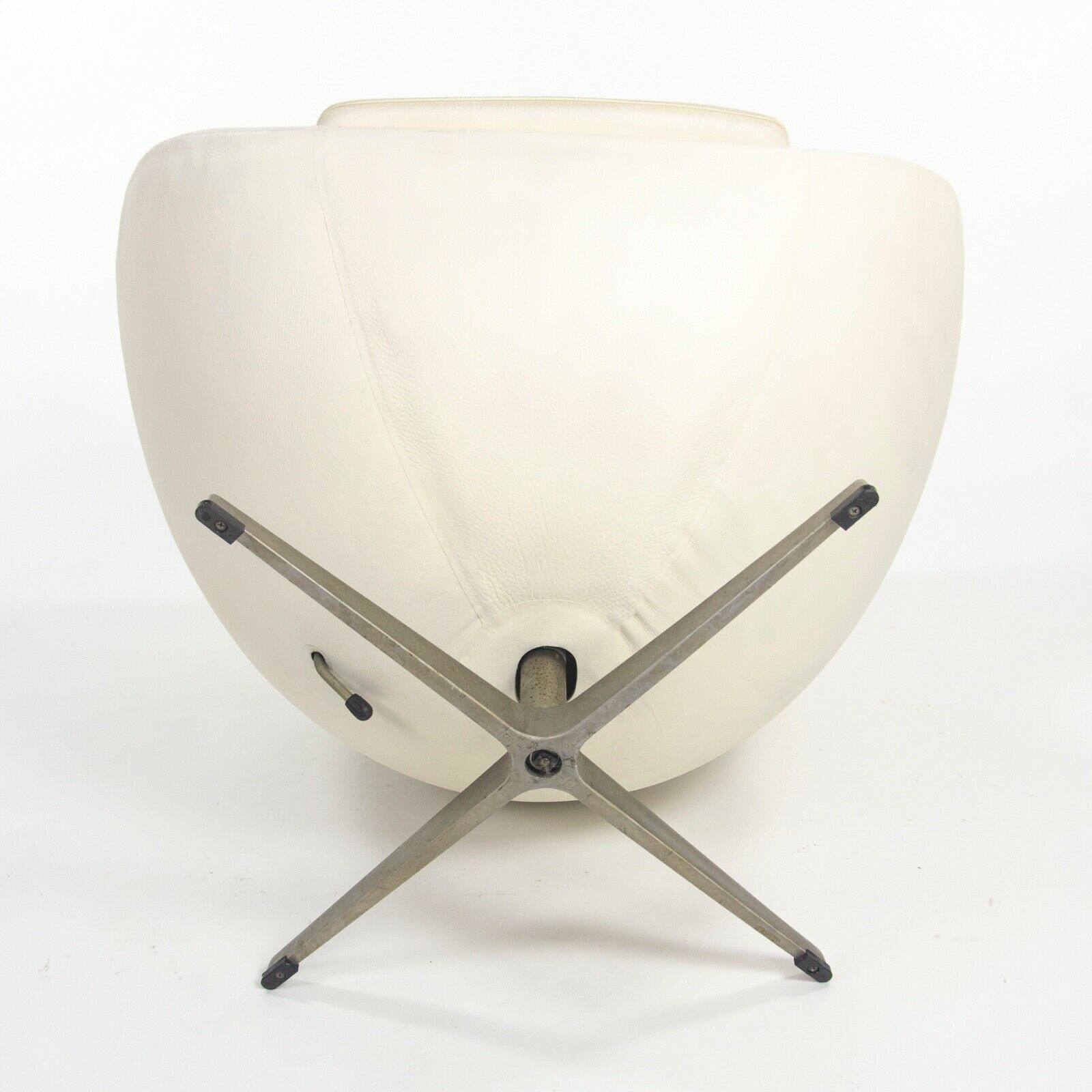 1998 Arne Jacobsen for Fritz Hansen White Leather Egg Chair with Ottoman