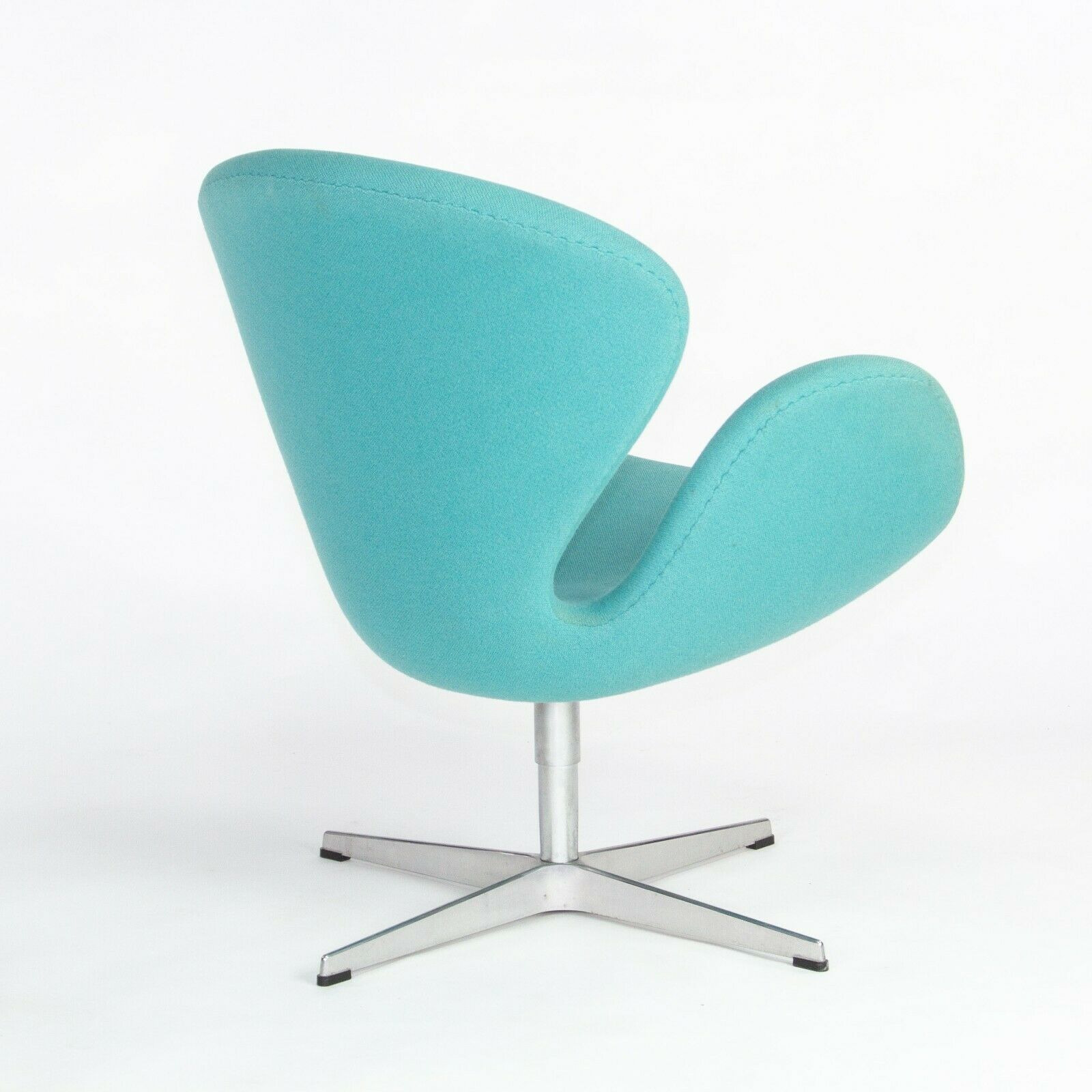 2004 Arne Jacobsen Swan Chairs by Fritz Hansen in Turquoise Hopsack Fabric