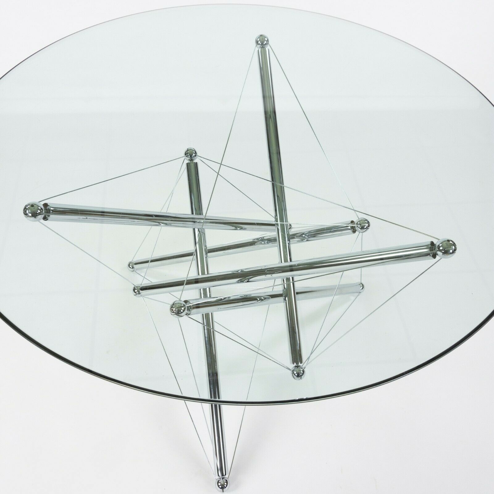 1980s Theodore Waddell for Cassina 714 Tensegrity Chromed Steel Dining Table