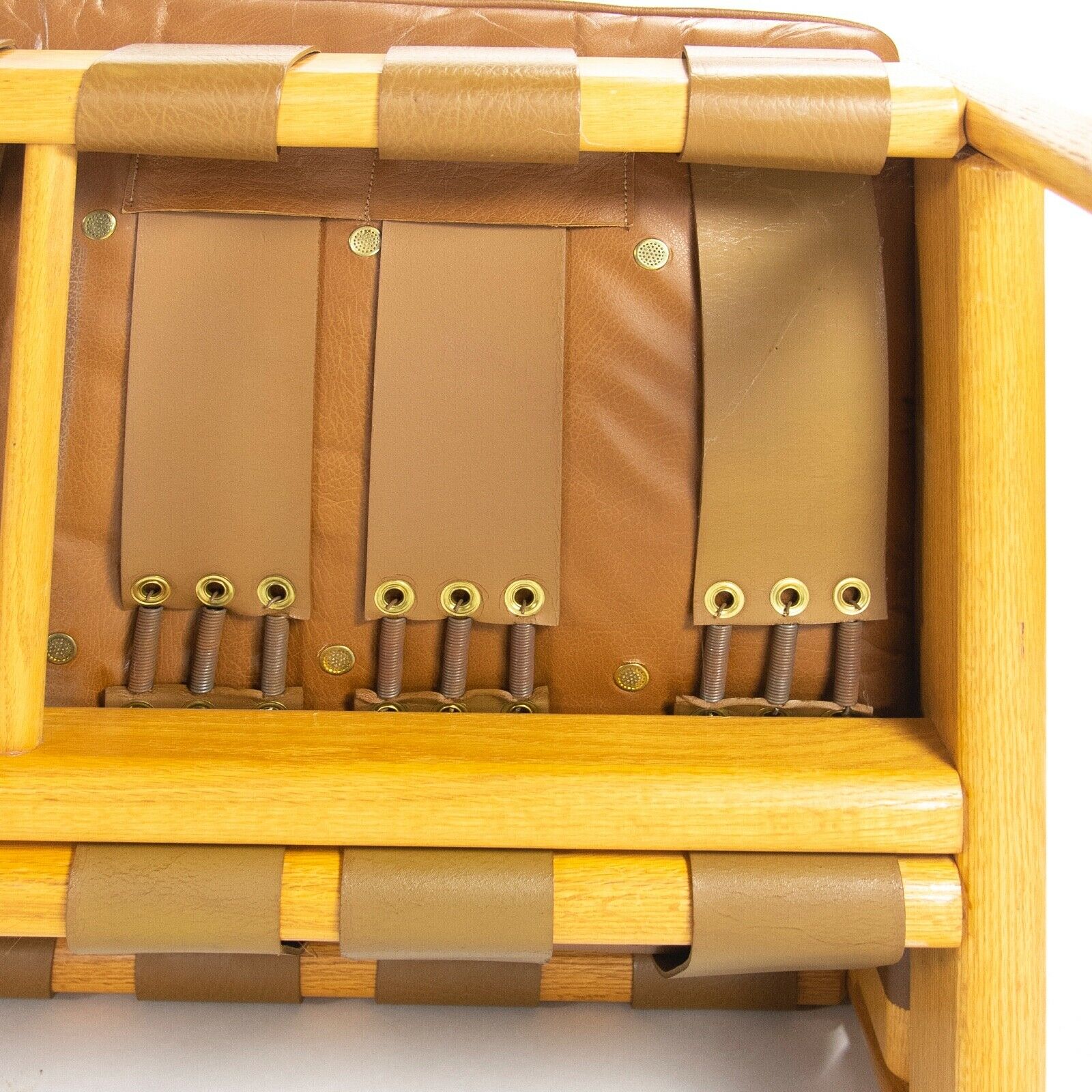 1976 Nicos Zographos Saronis Leather & Oak Sofa from Hugh Stubbins Library