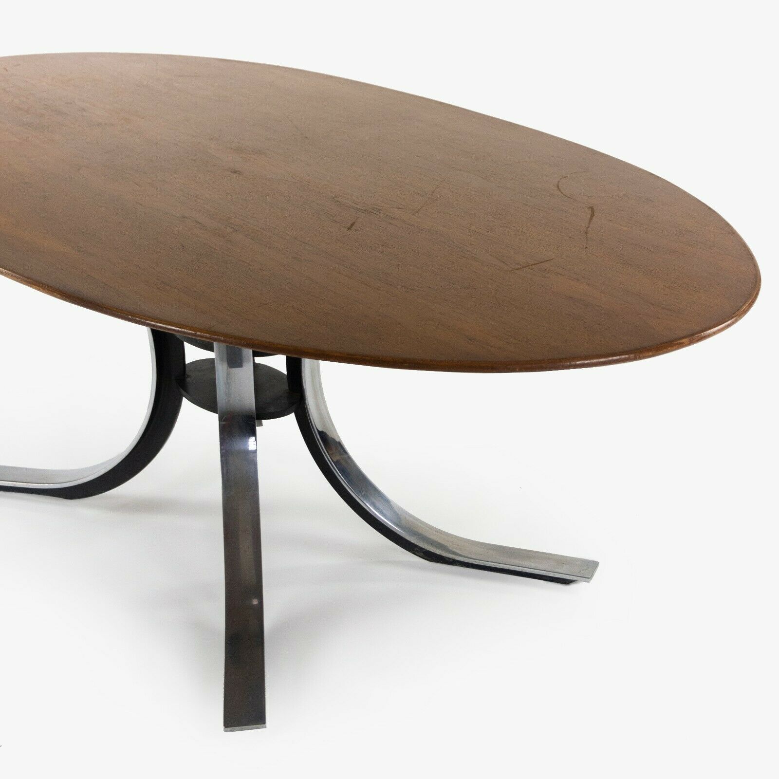 Osvaldo Borsani for Stow Davis Dining Table with Walnut Top and Chromed Steel Base