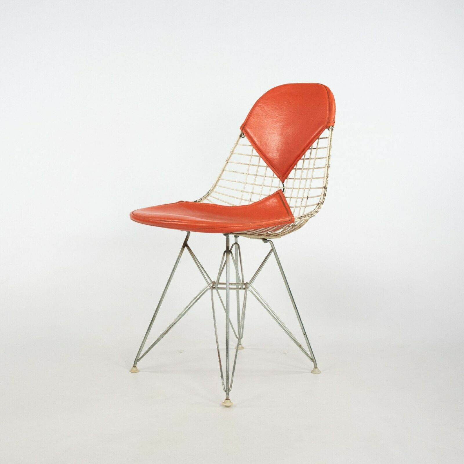 1957 Herman Miller Eames DKR-2 Dining / Side Chairs Set of Five with Orange Pads