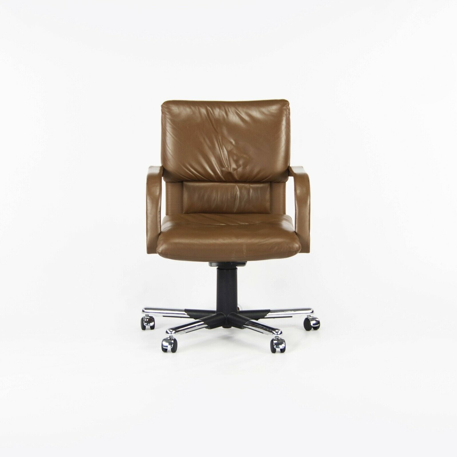 1990s Mario Bellini Vitra Figura High Back Desk Chair in Brown Leather