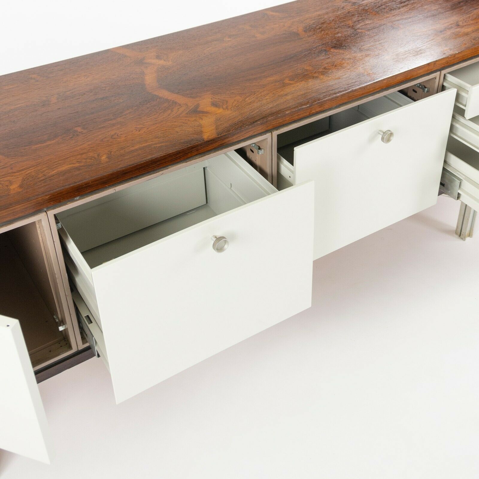 1960 Gerald Luss Rosewood & Metal Credenza Cabinet Once Attributed to Eames & IBM Pavilion