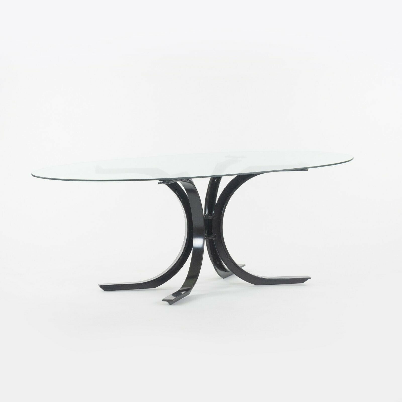1970s Osvaldo Borsani Dining Table for Stow Davis with Glass Top and Steel Base