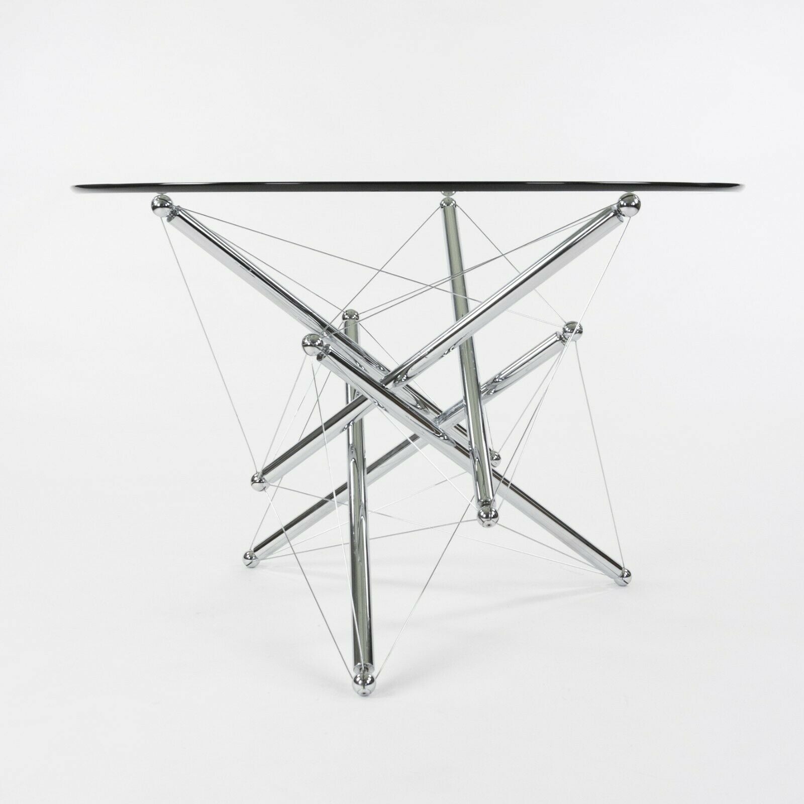 1980s Theodore Waddell for Cassina 714 Tensegrity Chromed Steel Dining Table