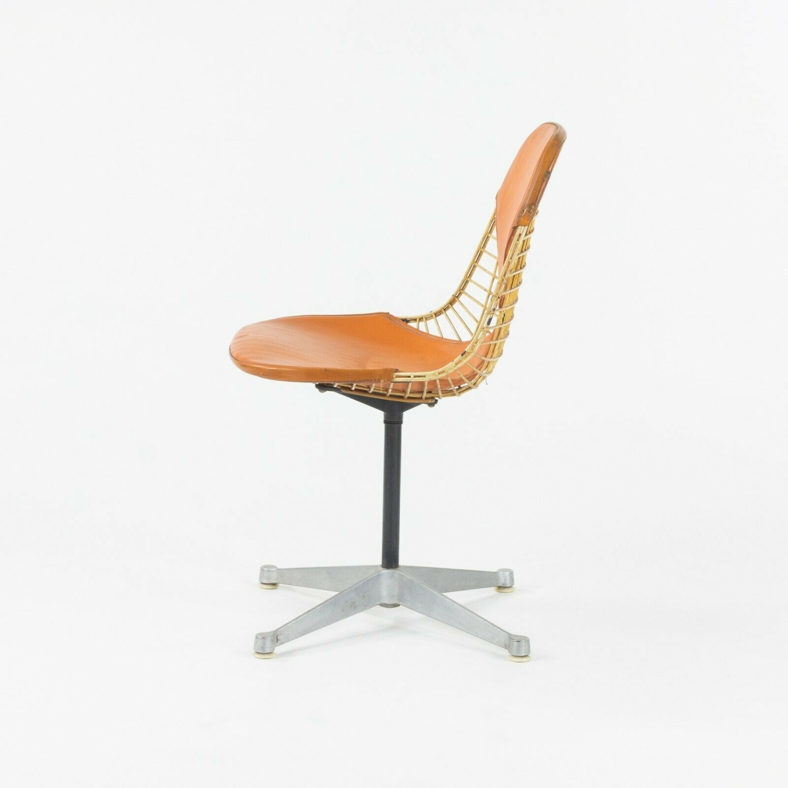 C. 1961 Set of 6 Herman Miller Eames Orange Bikini Pad Swivel PKC2 Dining Chairs