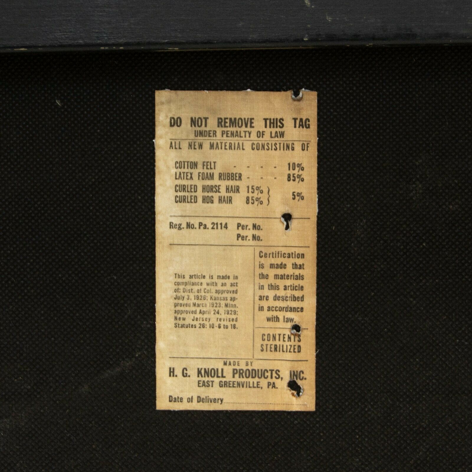 1949 Jens Risom No. 23 Sofa with New Upholstery Signed H.G. Knoll Products