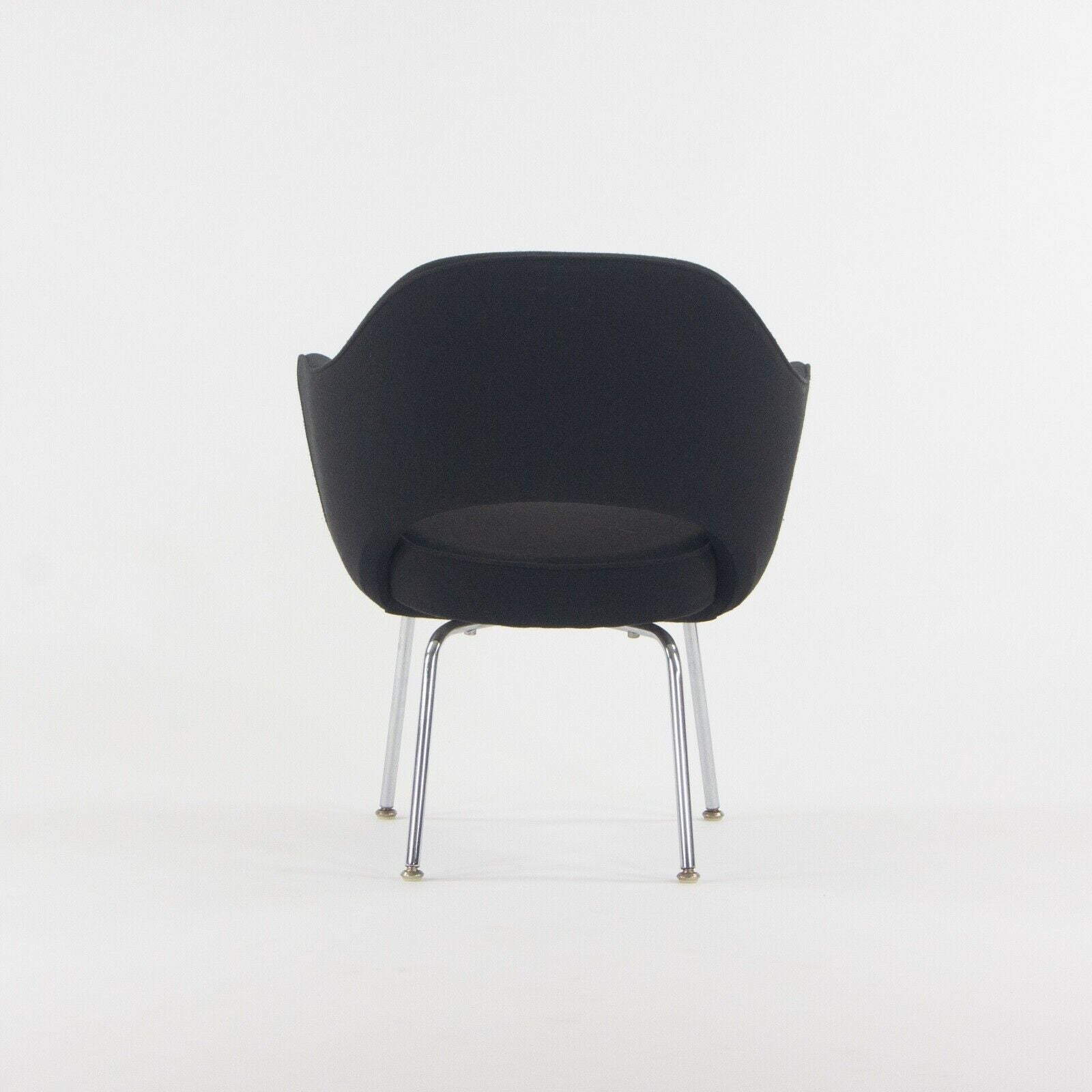 1960s Eero Saarinen Knoll International Black Fabric Executive Arm Dining Chair