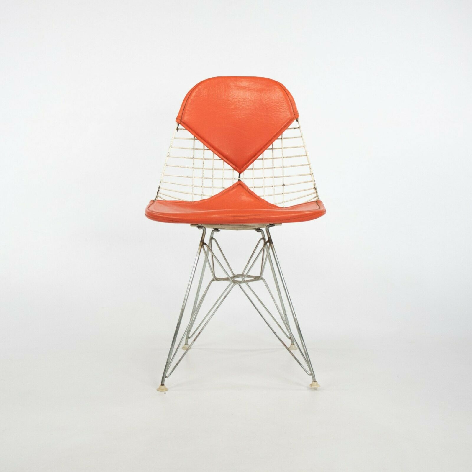 1957 Herman Miller Eames DKR-2 Dining / Side Chairs Set of Five with Orange Pads