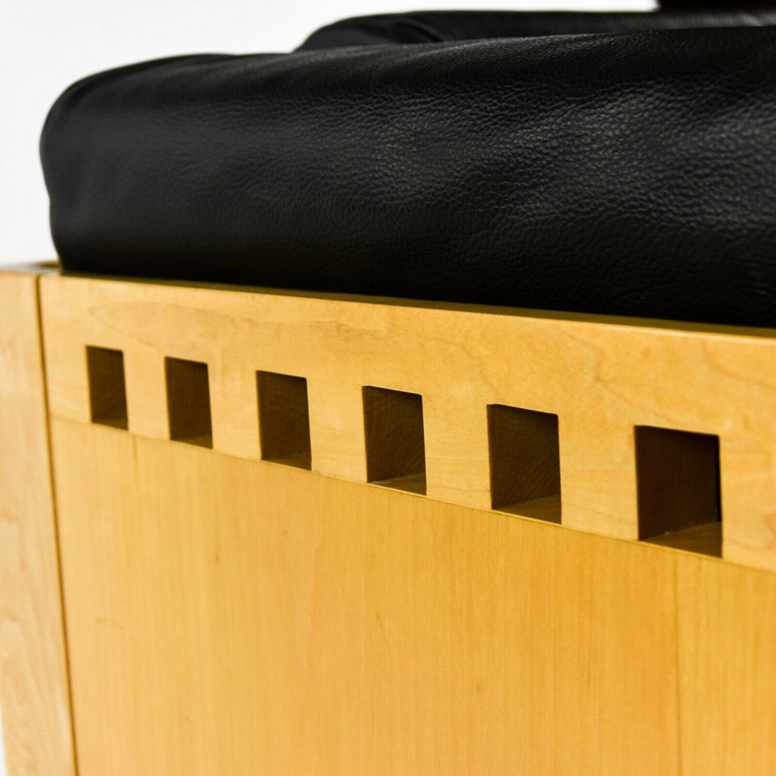 2001 Postmodern Club Chair in Maple and Black Leather by Brian Kane for Metropolitan Furniture