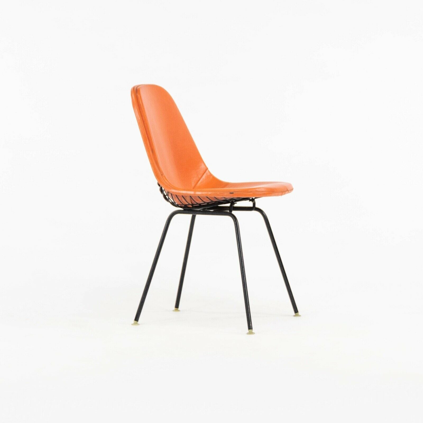 1957 Herman Miller Eames DKX Wire Dining Chair with Full Naugahyde Orange Pad