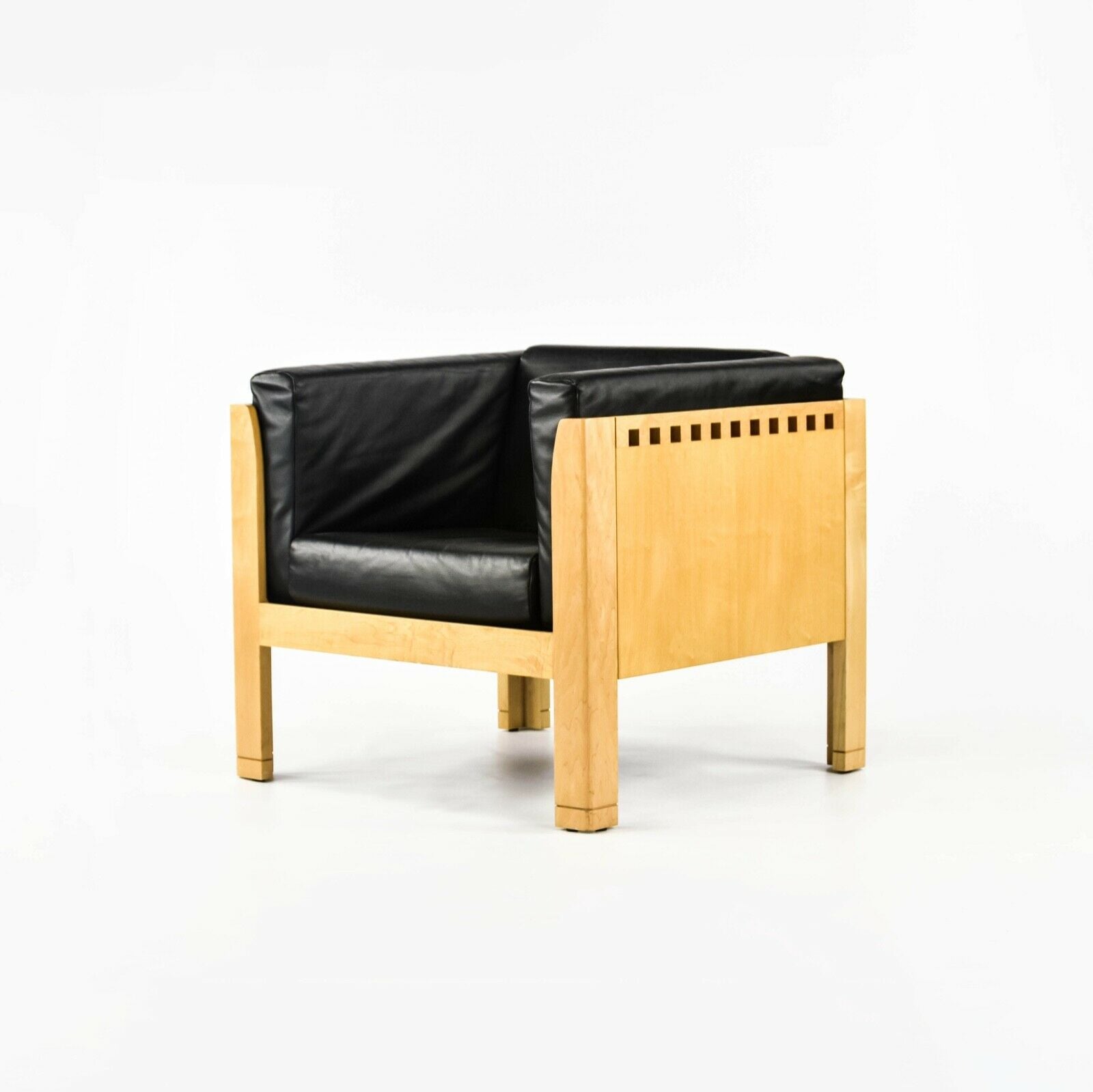2001 Postmodern Club Chair in Maple and Black Leather by Brian Kane for Metropolitan Furniture