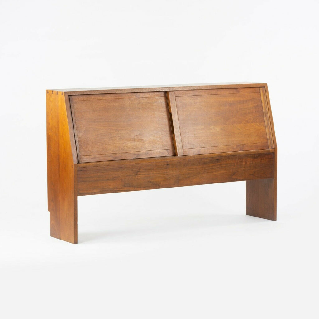 1950s George Nakashima Studio Full Size Dovetailed Walnut Headboard Bed Cabinet
