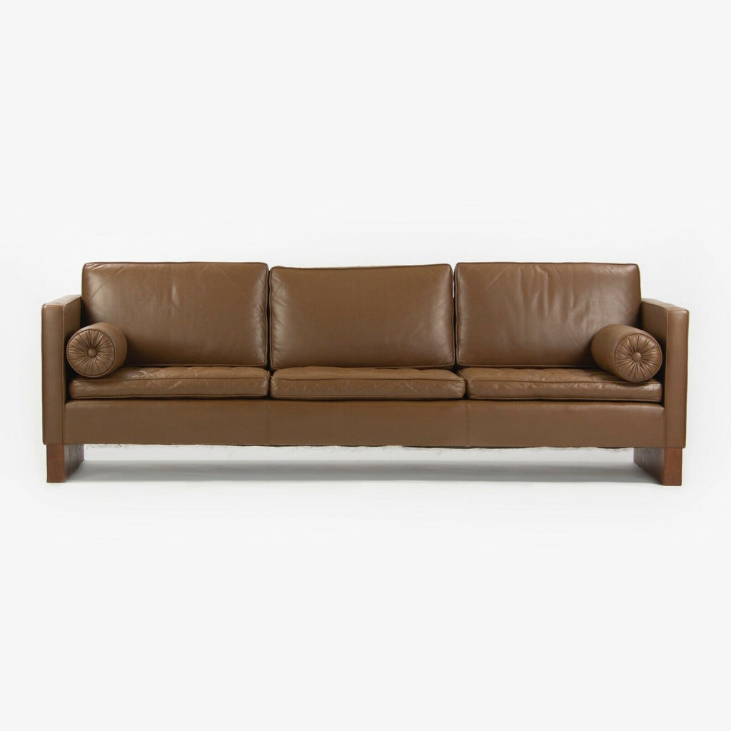 1960s Mies Van Der Rohe for Knoll International Brown Leather Three Seat Sofa