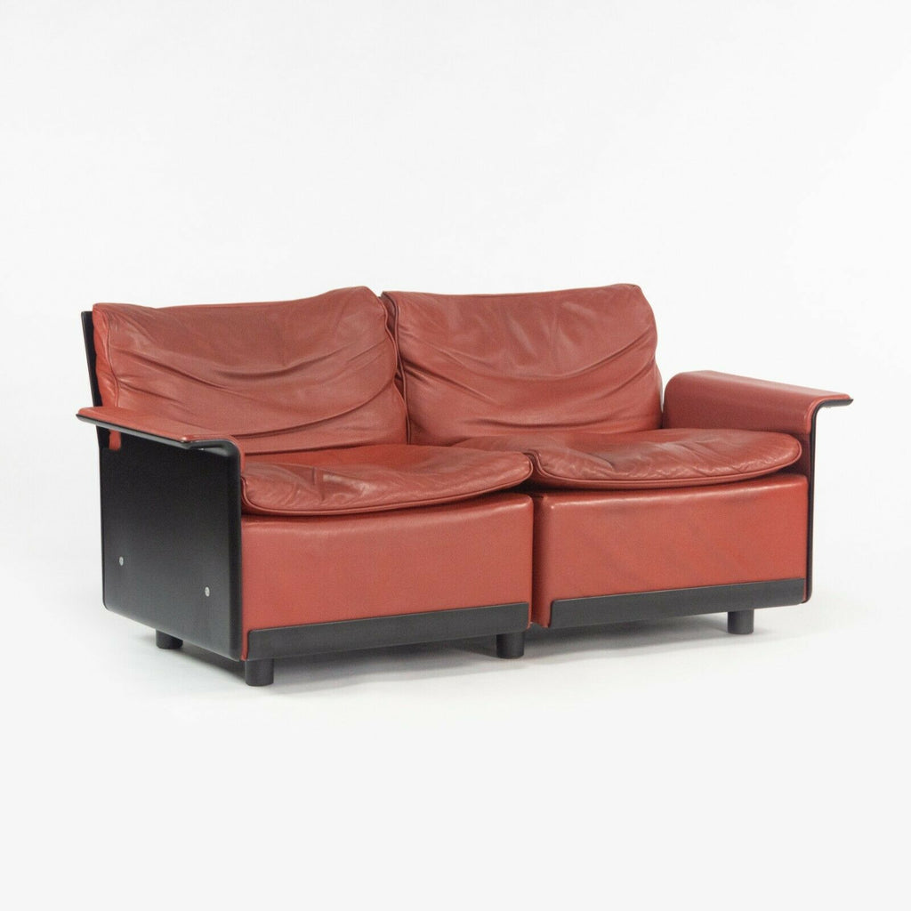 1980s Vintage Dieter Rams for Vitsoe 620 Red Leather and Black Two Seat Settee Sofa