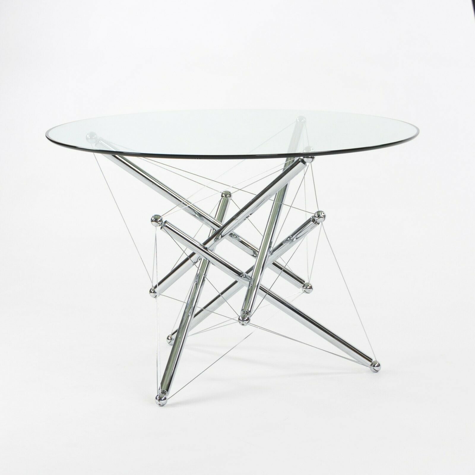 1980s Theodore Waddell for Cassina 714 Tensegrity Chromed Steel Dining Table