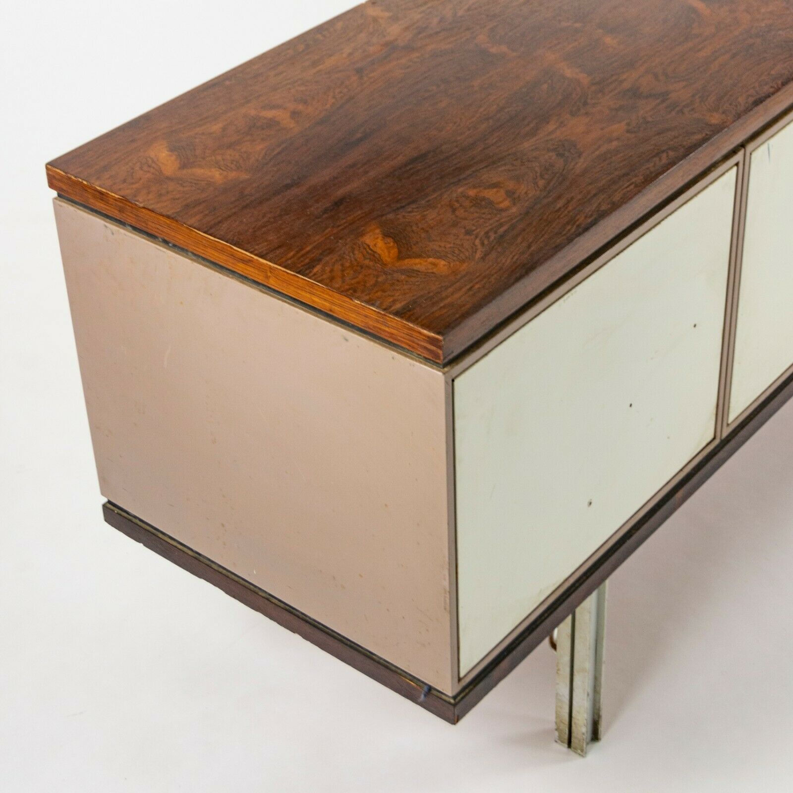 1960 Gerald Luss Rosewood & Metal Credenza Cabinet Once Attributed to Eames & IBM Pavilion