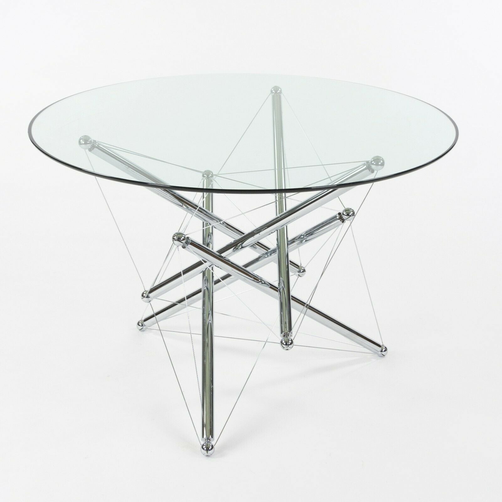 1980s Theodore Waddell for Cassina 714 Tensegrity Chromed Steel Dining Table