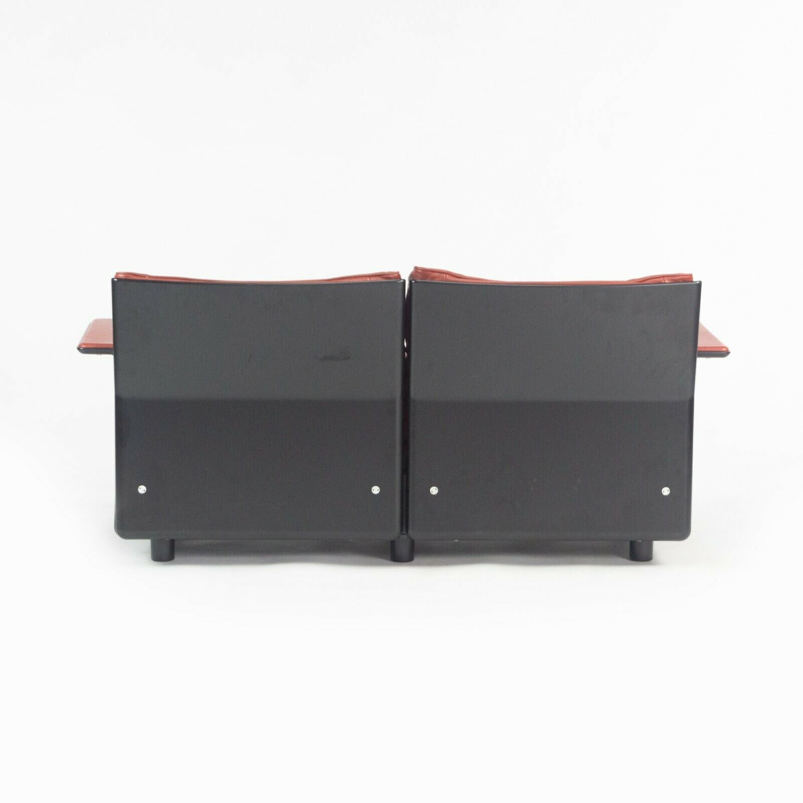 1980s Vintage Dieter Rams for Vitsoe 620 Red Leather and Black Two Seat Settee Sofa