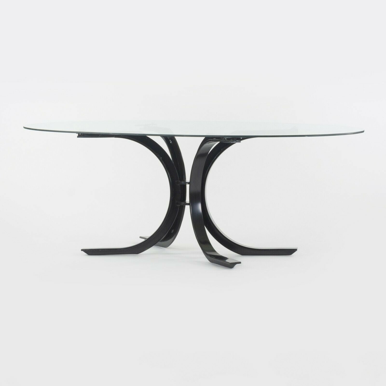 1970s Osvaldo Borsani Dining Table for Stow Davis with Glass Top and Steel Base