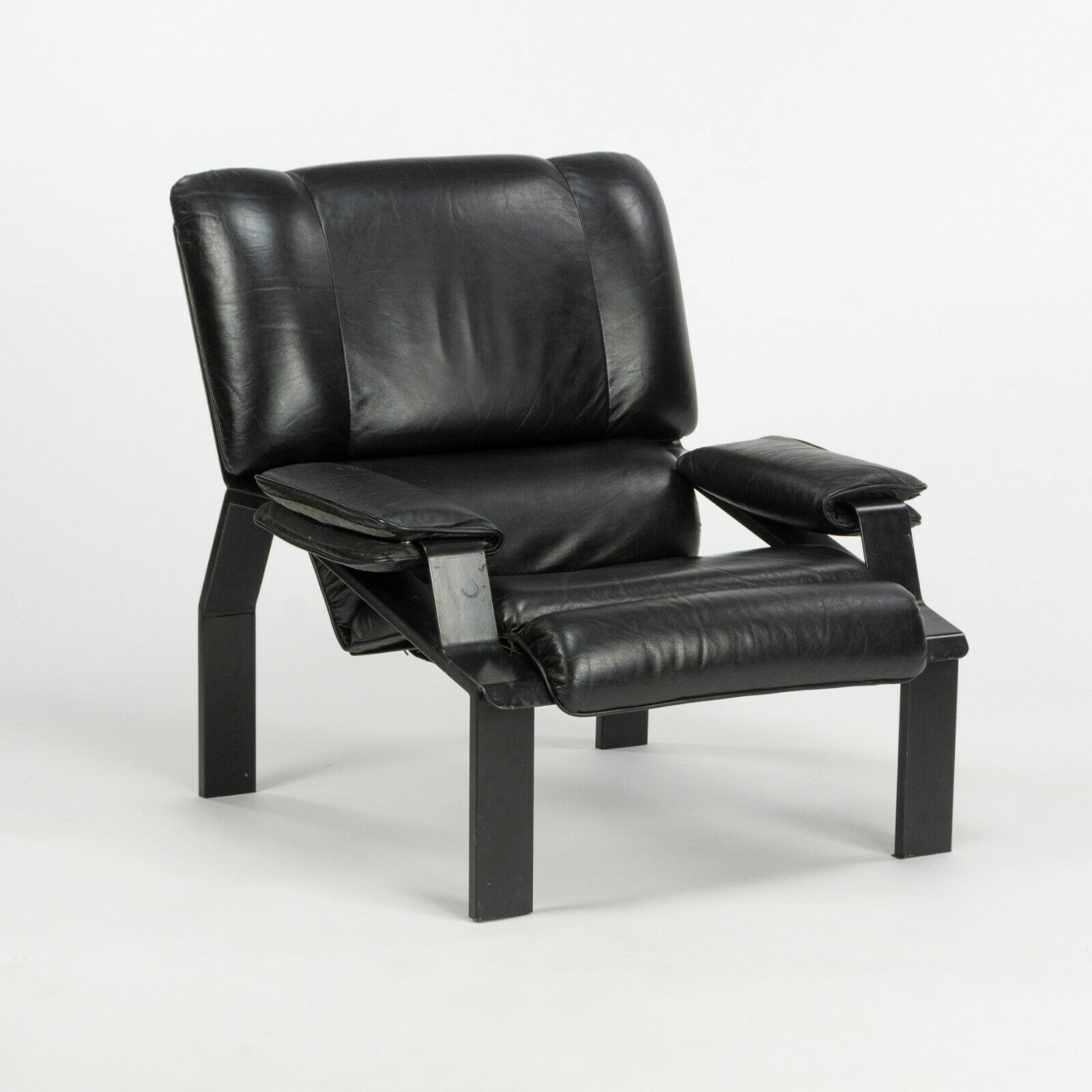 1964 Joe Colombo for Bieffeplast LEM Black Leather Lounge Chair 1x Available