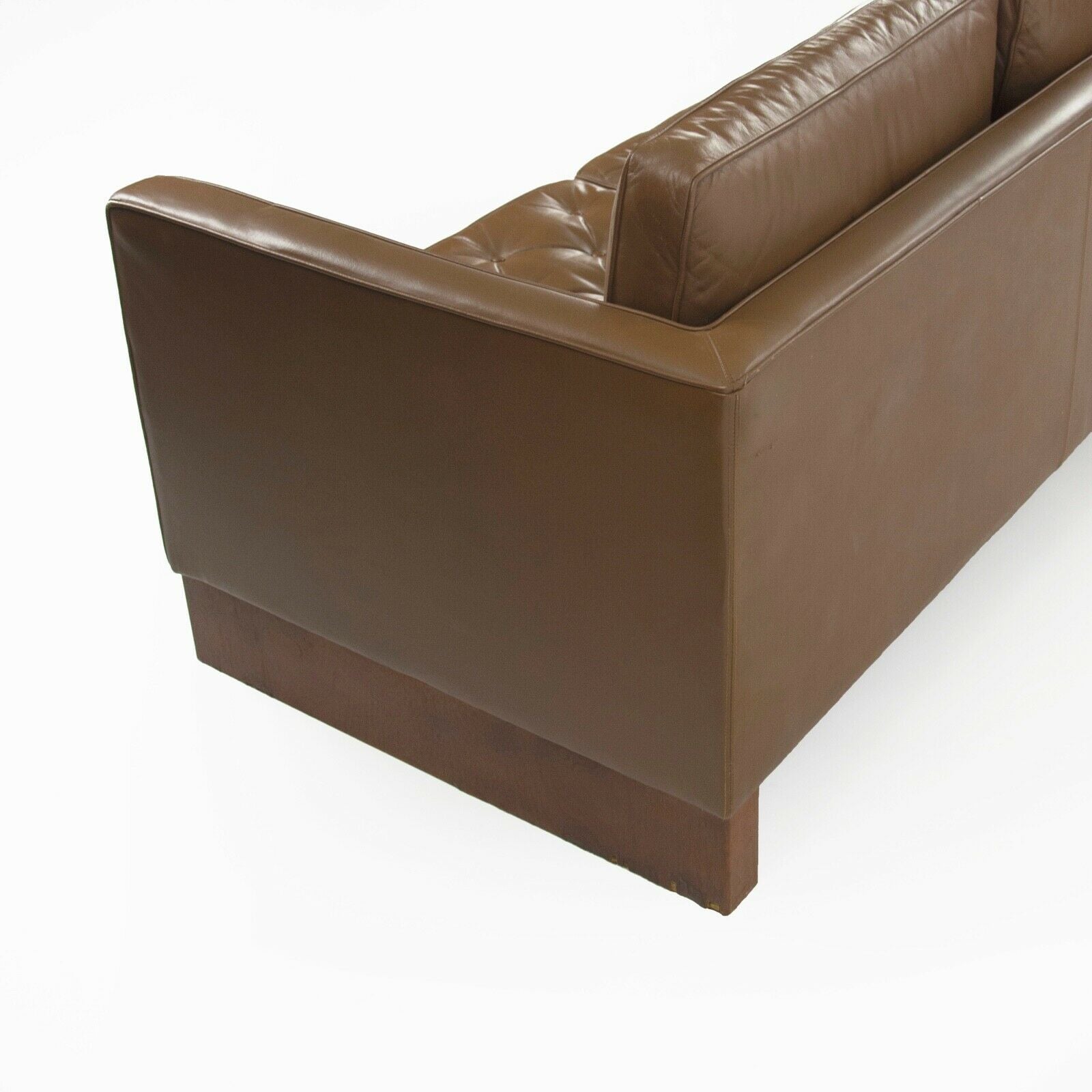 1960s Mies Van Der Rohe for Knoll International Brown Leather Three Seat Sofa