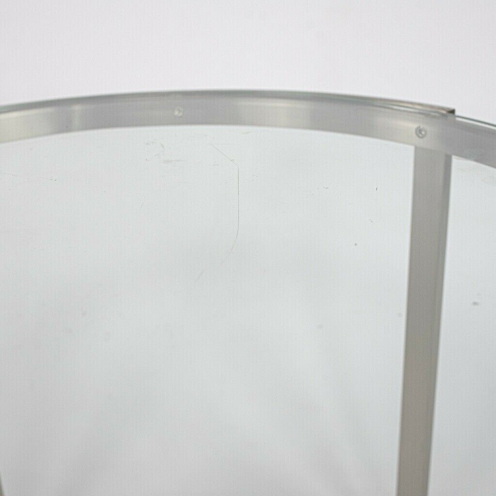 2010s Geiger Metal Series Matte Stainless Steel and Glass End Table / Side Table
