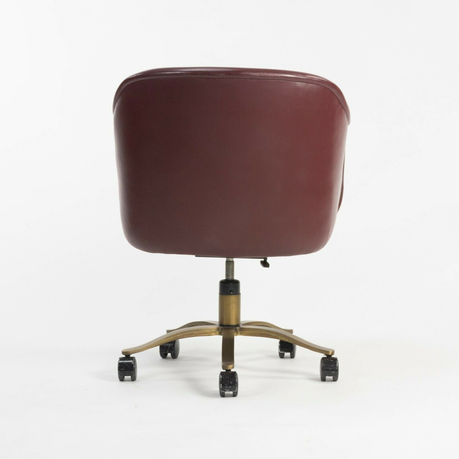 Nicos Zographos Alpha Bucket Desk Chairs with Bronze Base Cordovan Leather 6x
