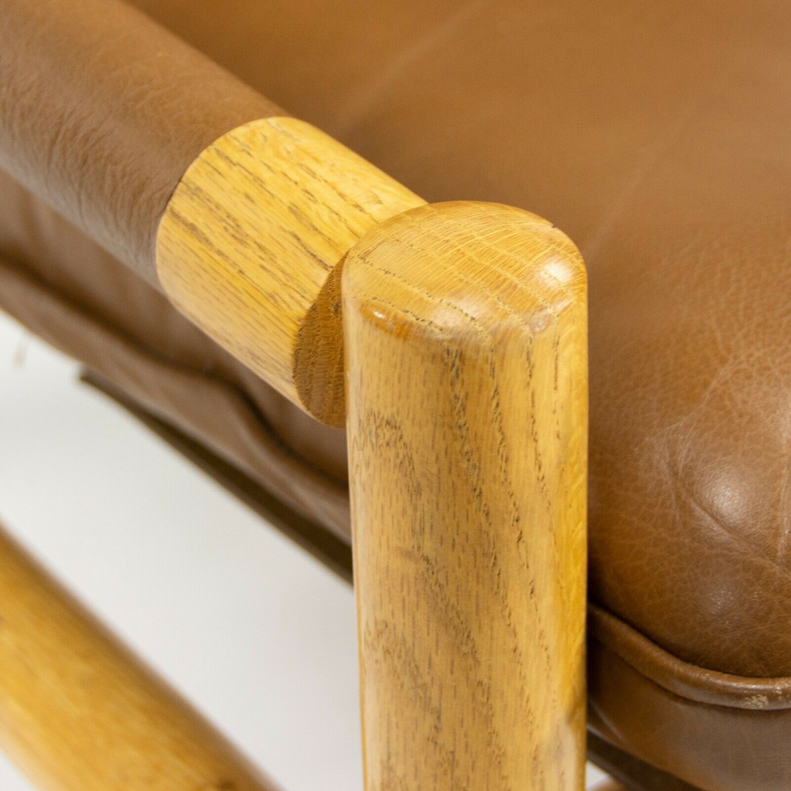 Pair 1976 Nicos Zographos Saronis Leather & Oak Lounge Chairs from Hugh Stubbins Library