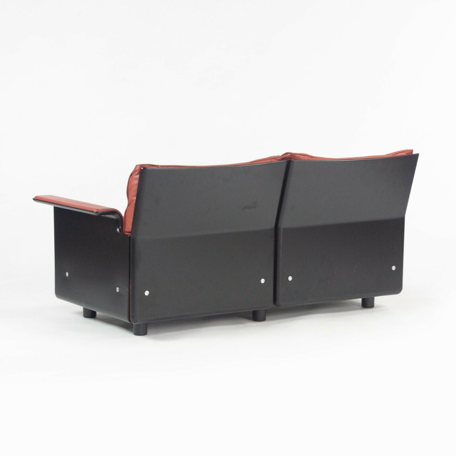 1980s Vintage Dieter Rams for Vitsoe 620 Red Leather and Black Two Seat Settee Sofa