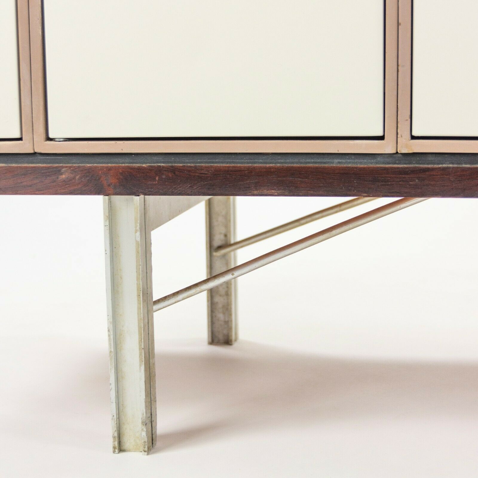1960 Gerald Luss Rosewood & Metal Credenza Cabinet Once Attributed to Eames & IBM Pavilion