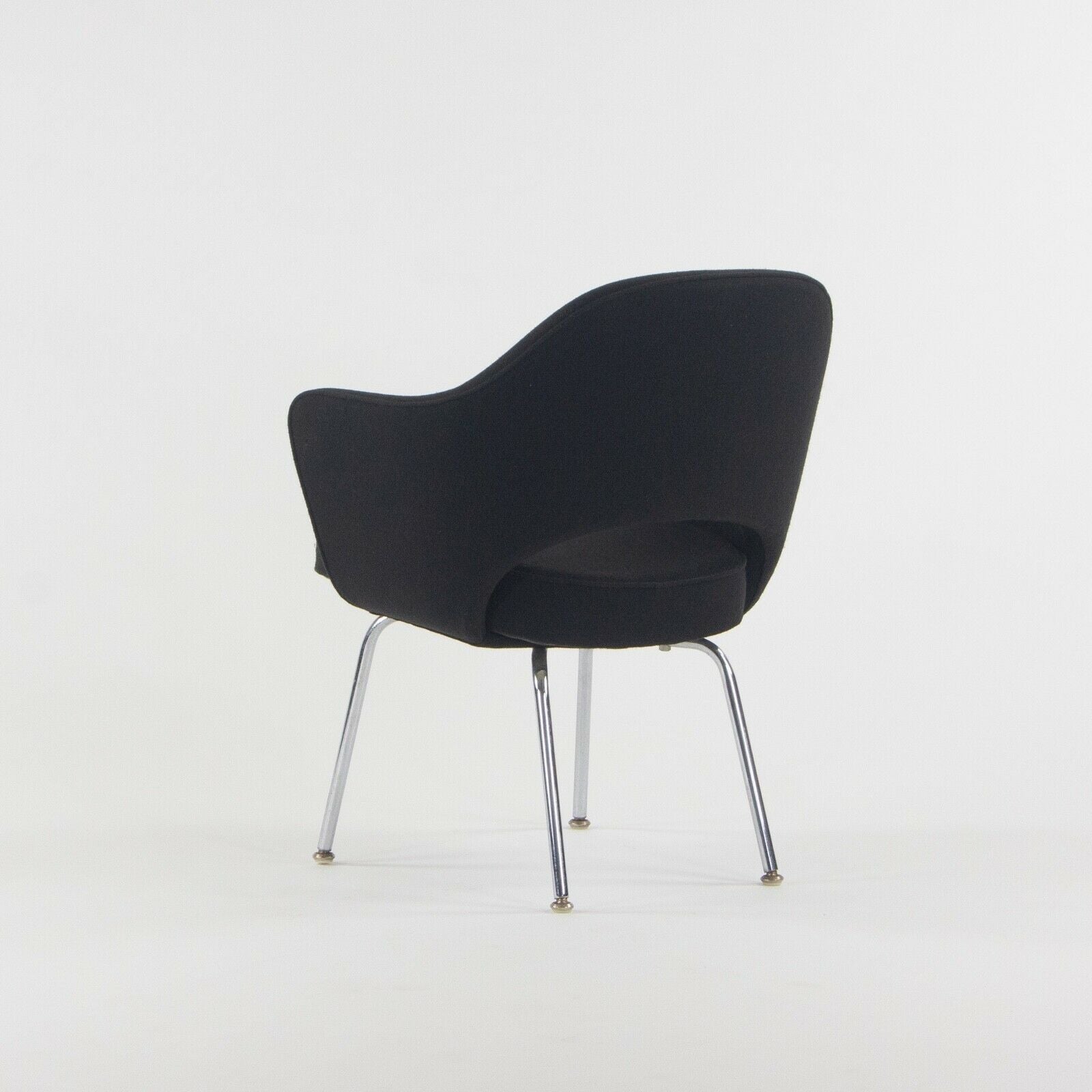 1960s Eero Saarinen Knoll International Black Fabric Executive Arm Dining Chair