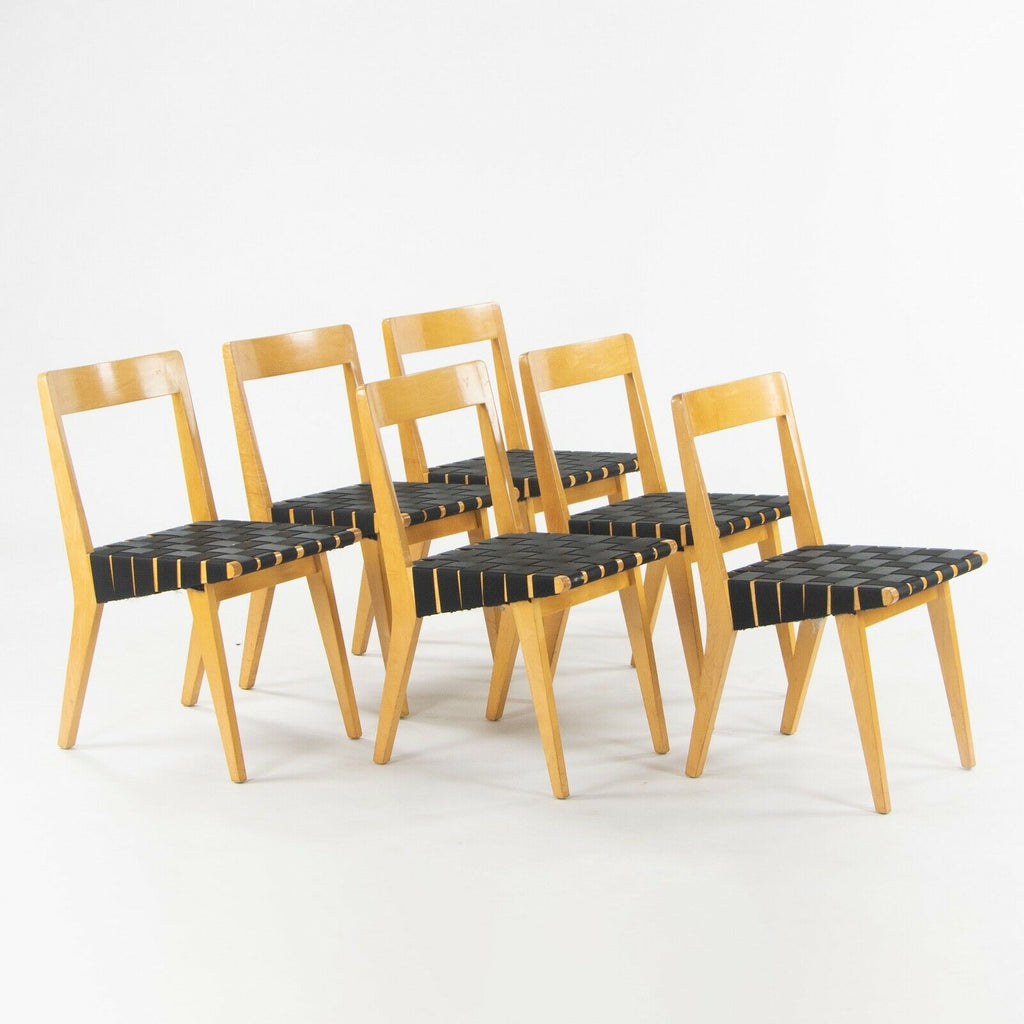 1946 Jen Risom 666 WSP Side Chairs Black Webbing for Knoll Associates Set of Six