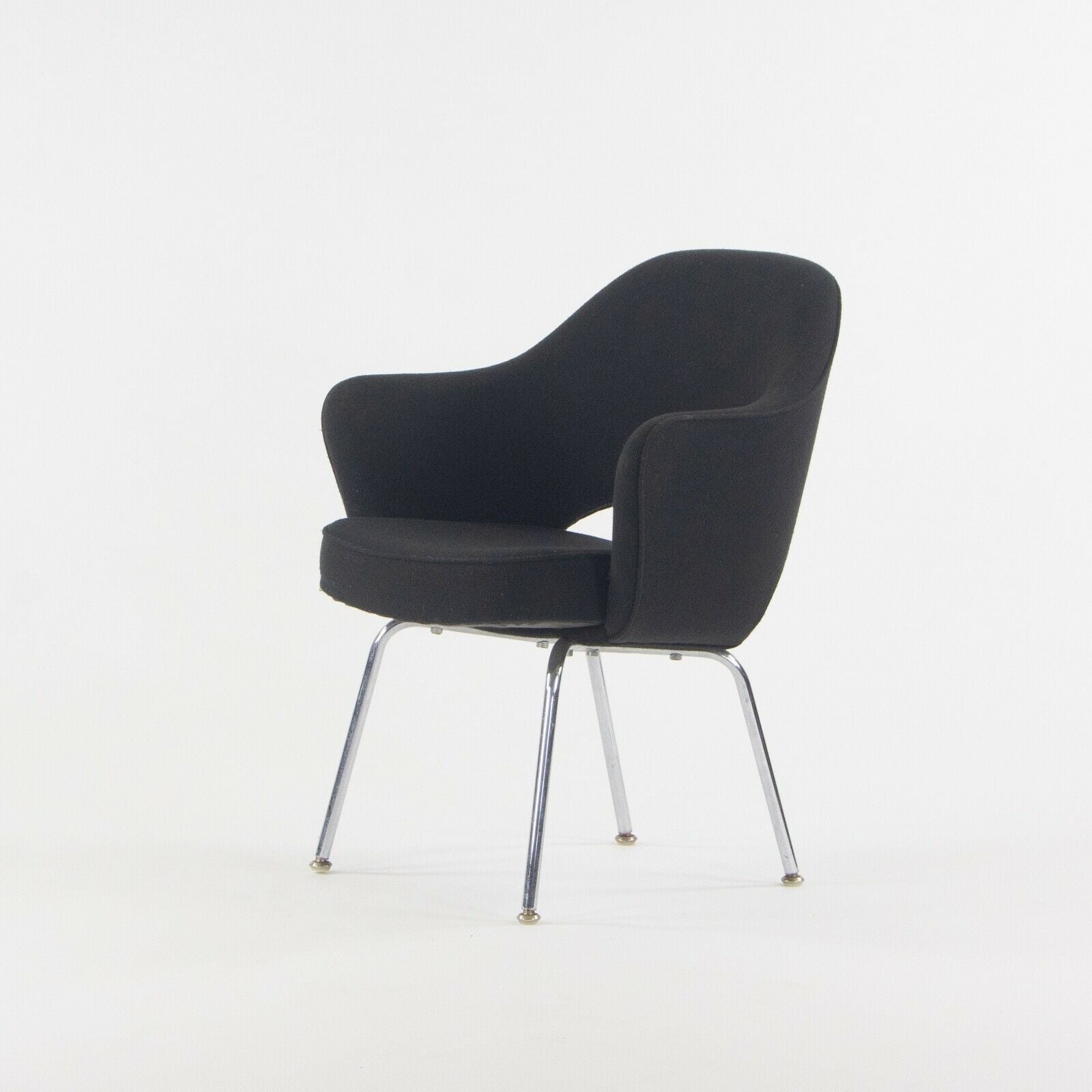1960s Eero Saarinen Knoll International Black Fabric Executive Arm Dining Chair