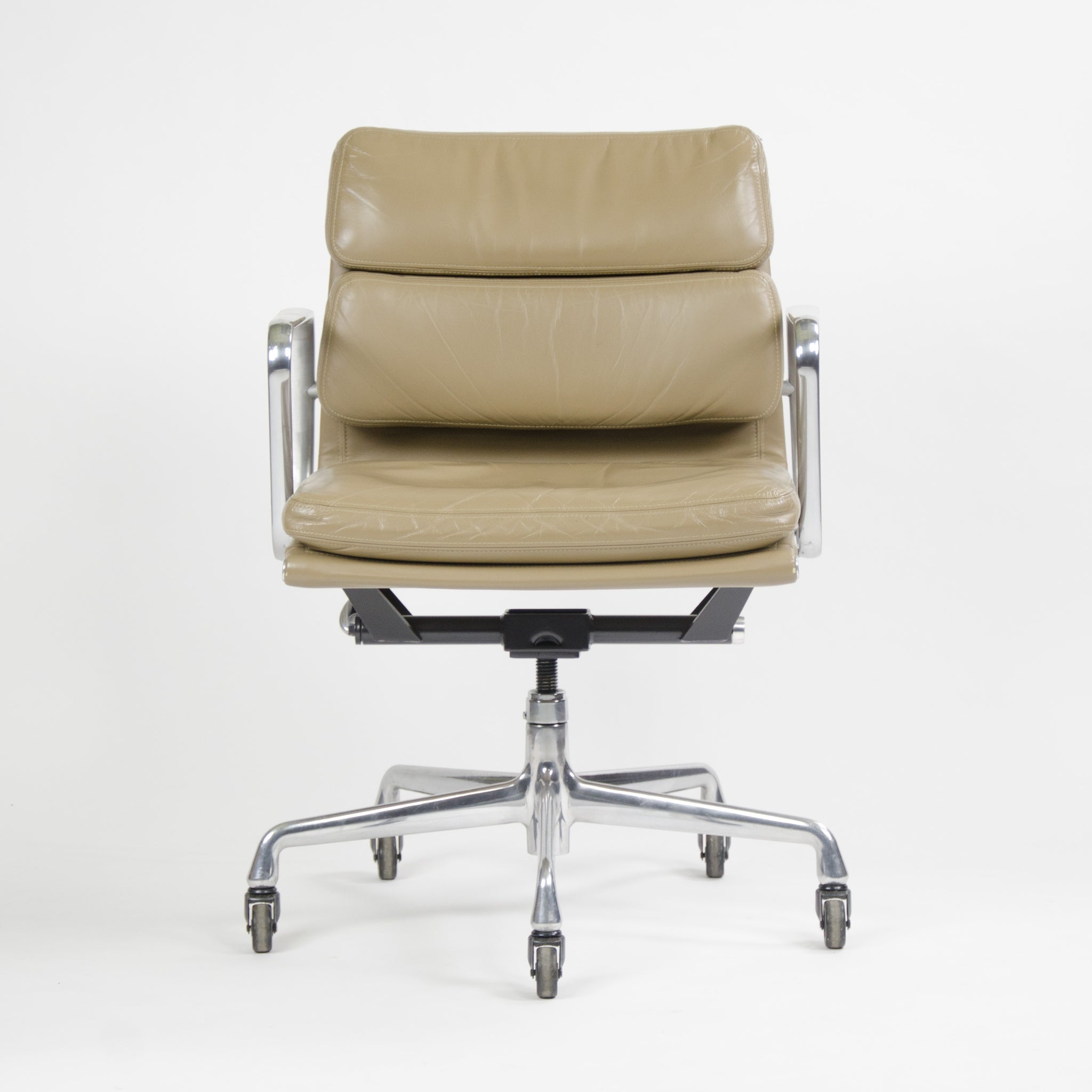 SOLD Herman Miller Eames Soft Pad Aluminum Group Chair Tan Leather 2000's 1x Avail