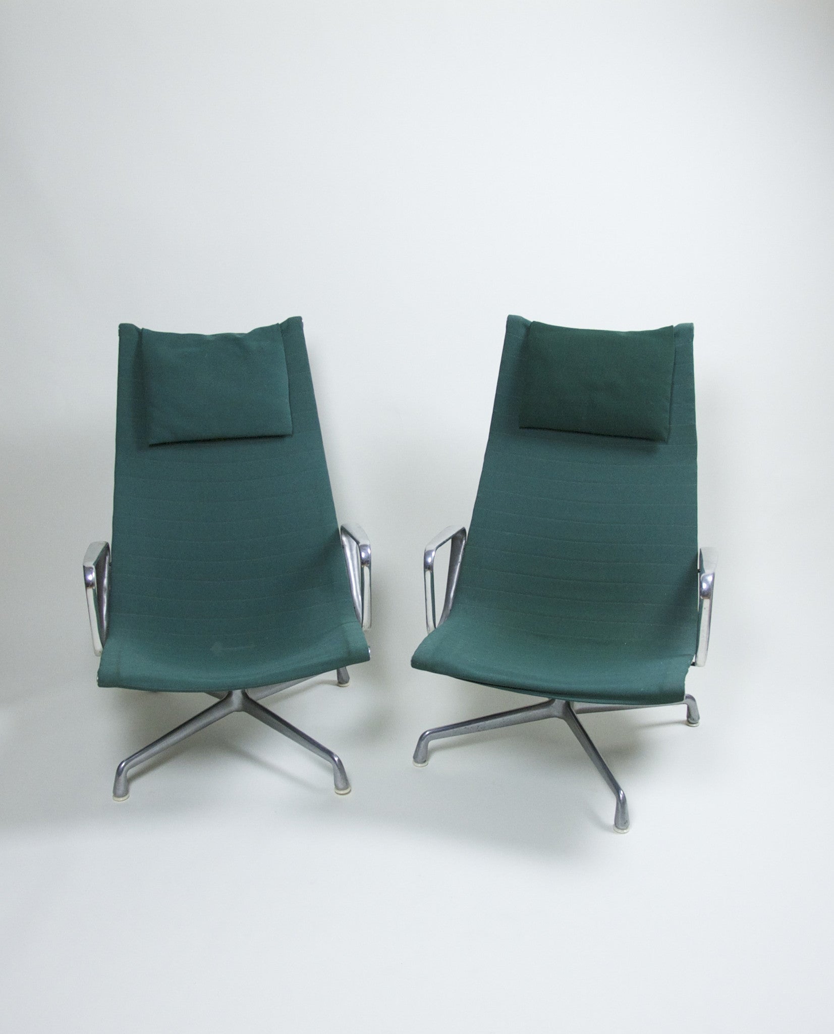 SOLD Eames Herman Miller Green Aluminum Group Lounge Chair and Ottoman