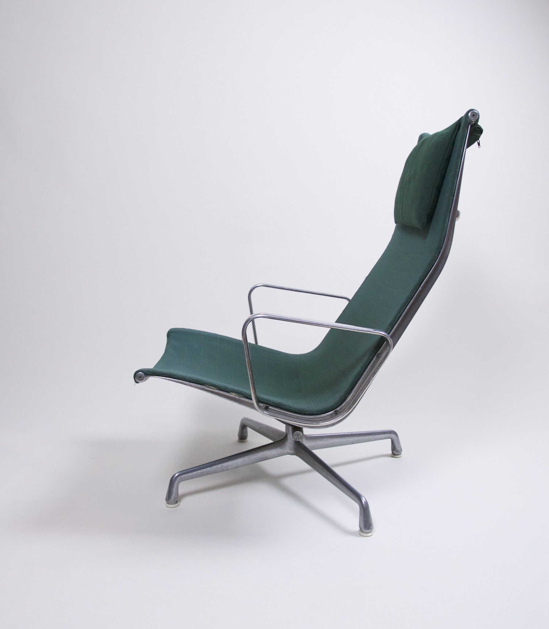 SOLD Eames Herman Miller Green Aluminum Group Lounge Chair and Ottoman