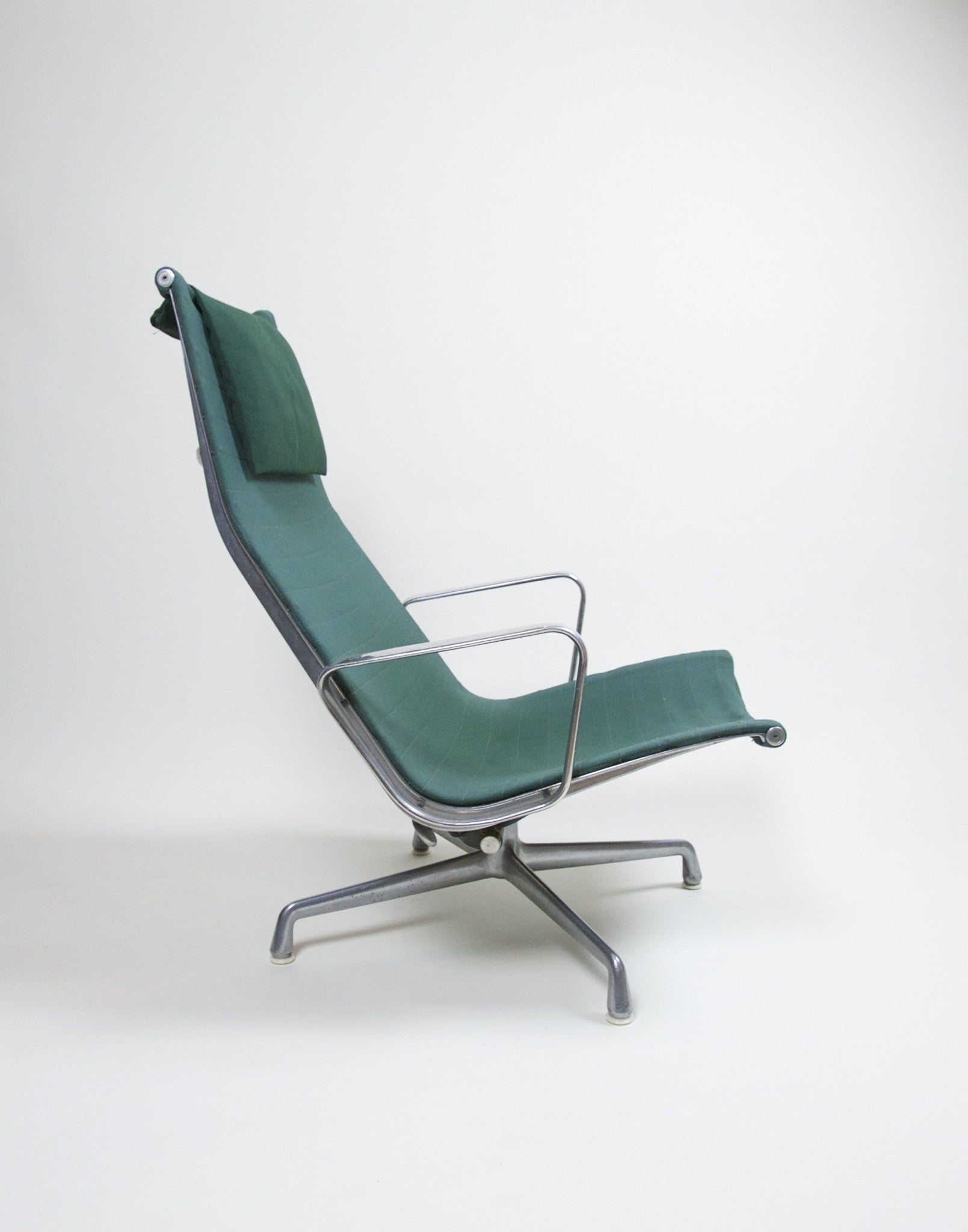 SOLD Eames Herman Miller Green Aluminum Group Lounge Chair and Ottoman