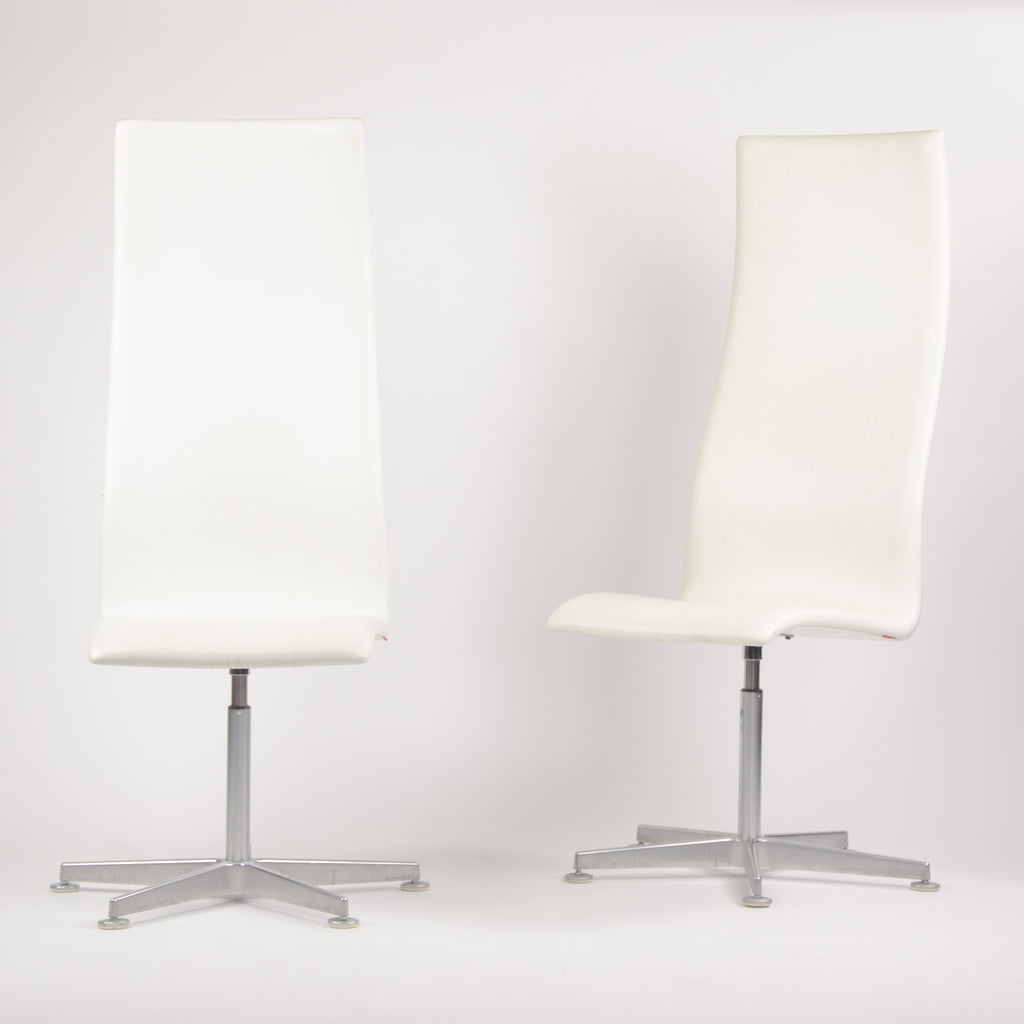 Fritz Hansen Arne Jacobsen Tall Oxford Chair White Leather 2007 4x Available
