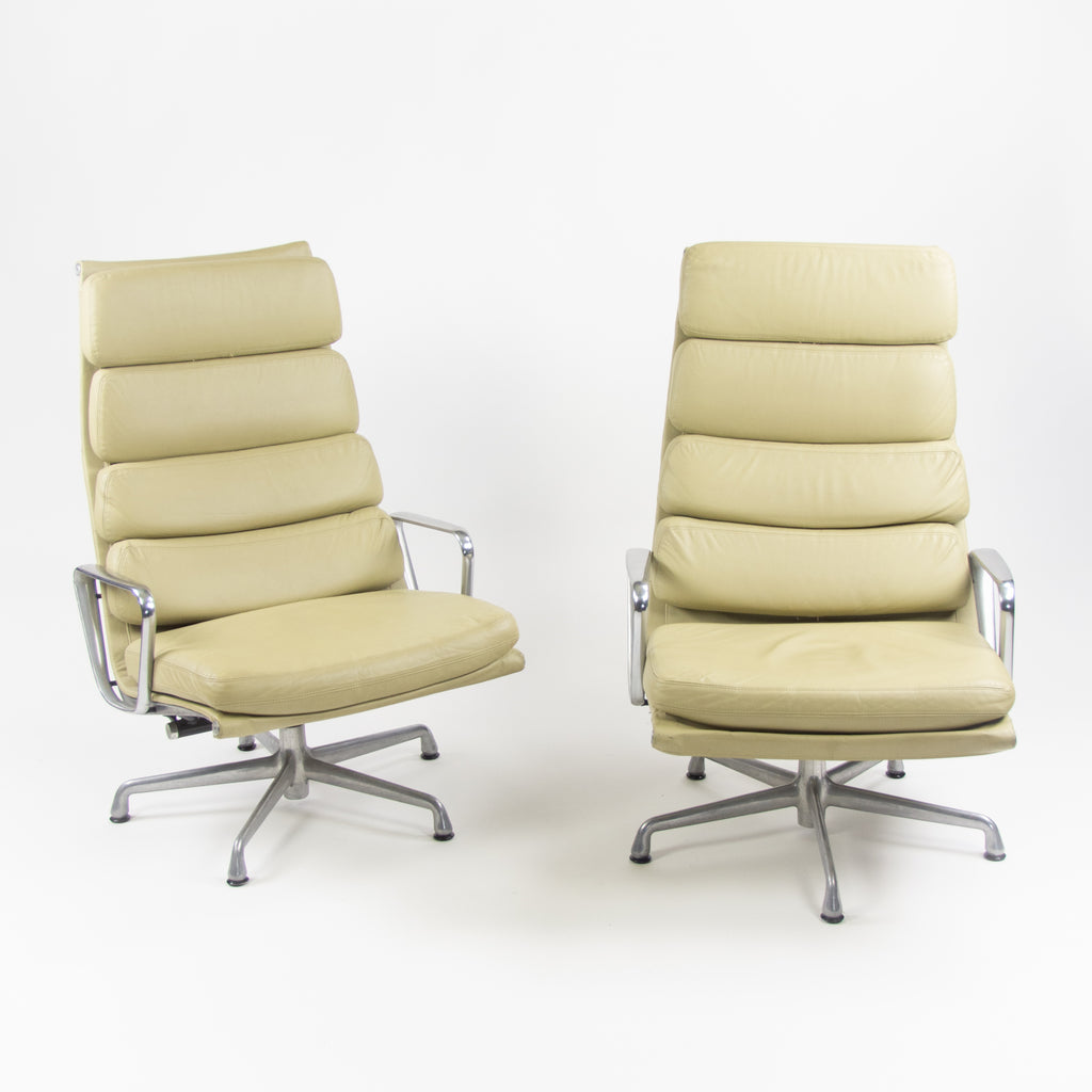 SOLD Herman Miller Eames Soft Pad Aluminum Group Lounge Chairs Leather 2x 2007