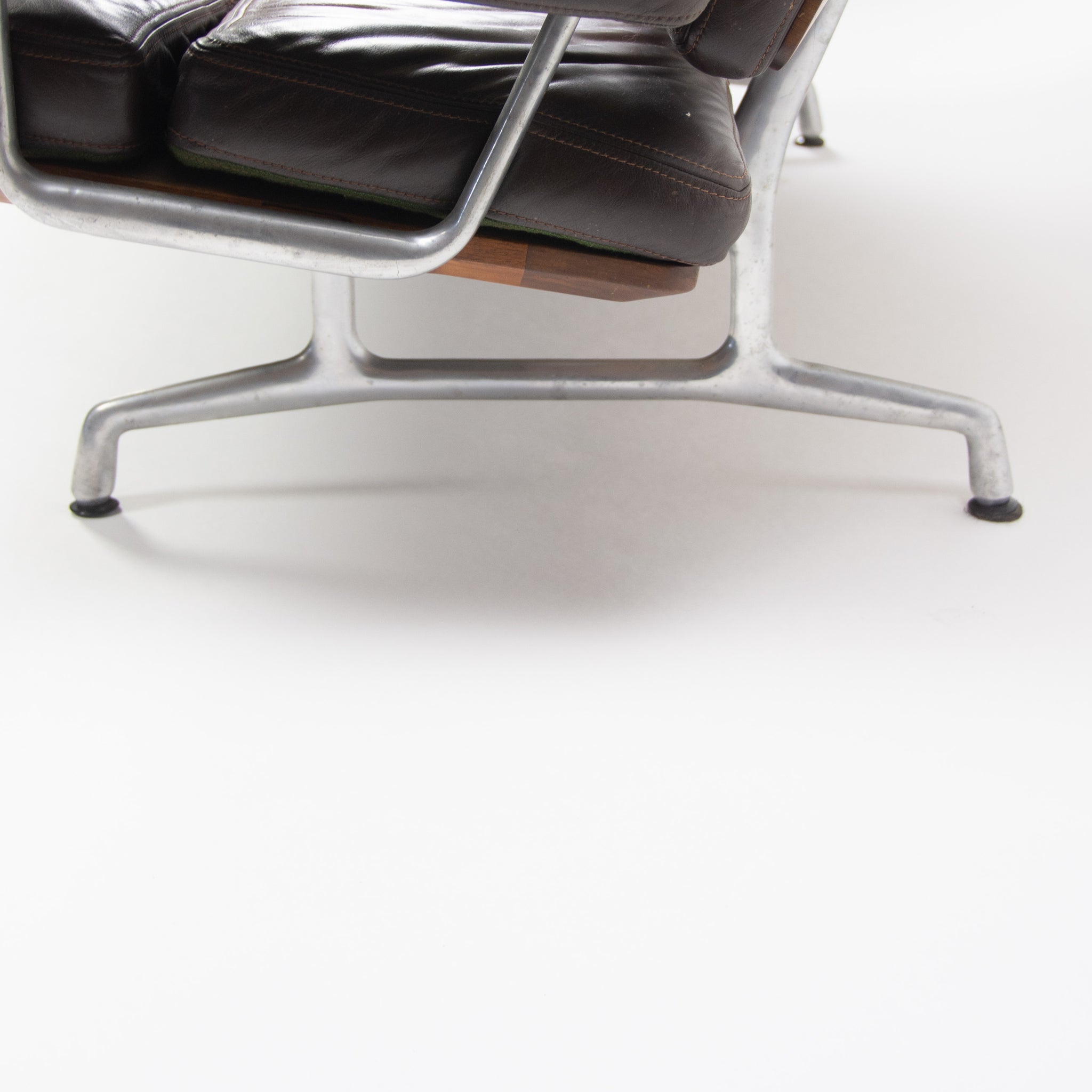 SOLD 1980s Vintage Eames Herman Miller Three Seater Sofa Walnut and Brown Leather #2